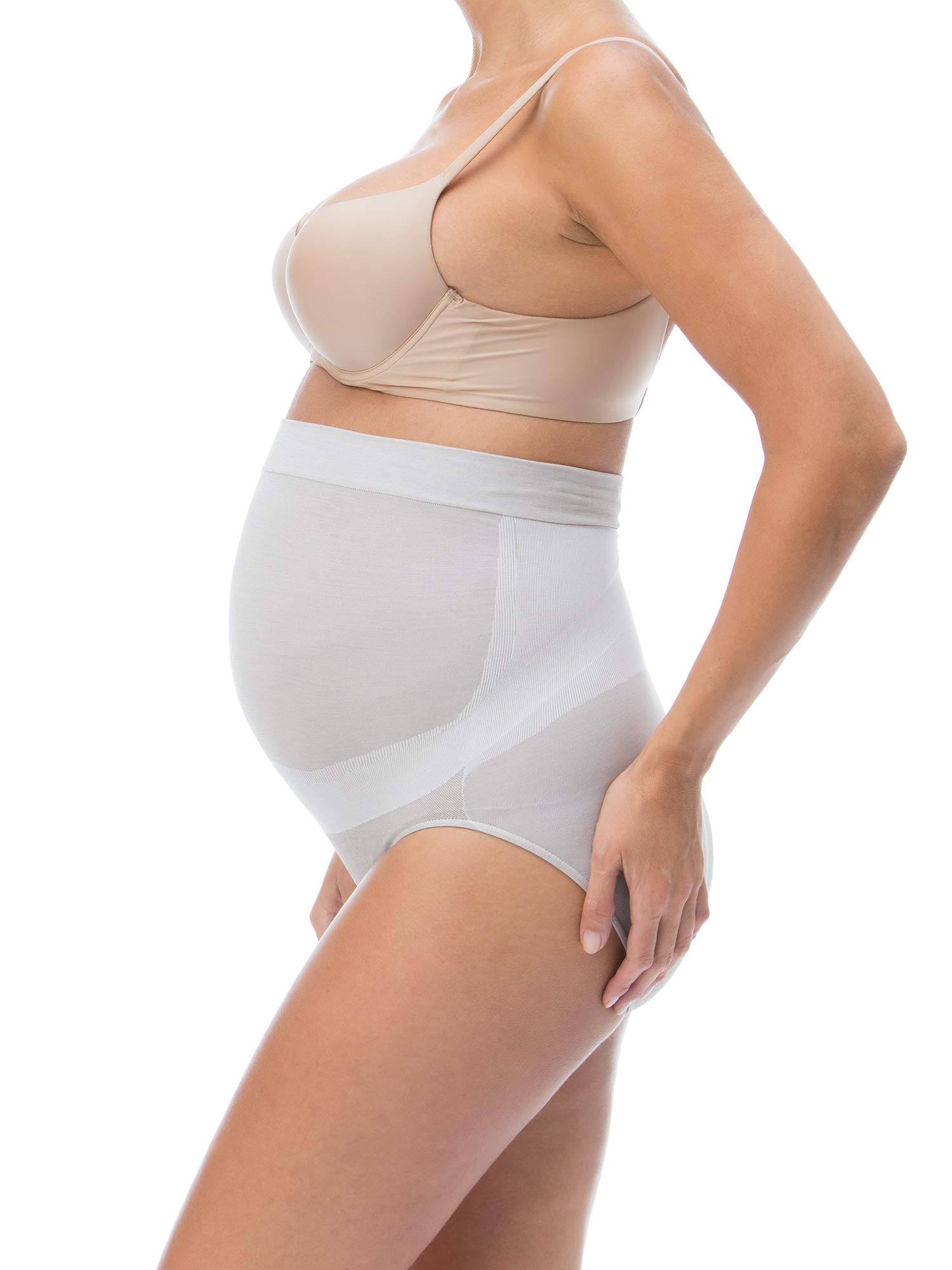RelaxMaternity 5150 Silver Fiber Over The Belly Maternity Underwear - 100% Made in Italy - Comfortable Pregnancy Panties for Everyday Wear & Postpartum Support