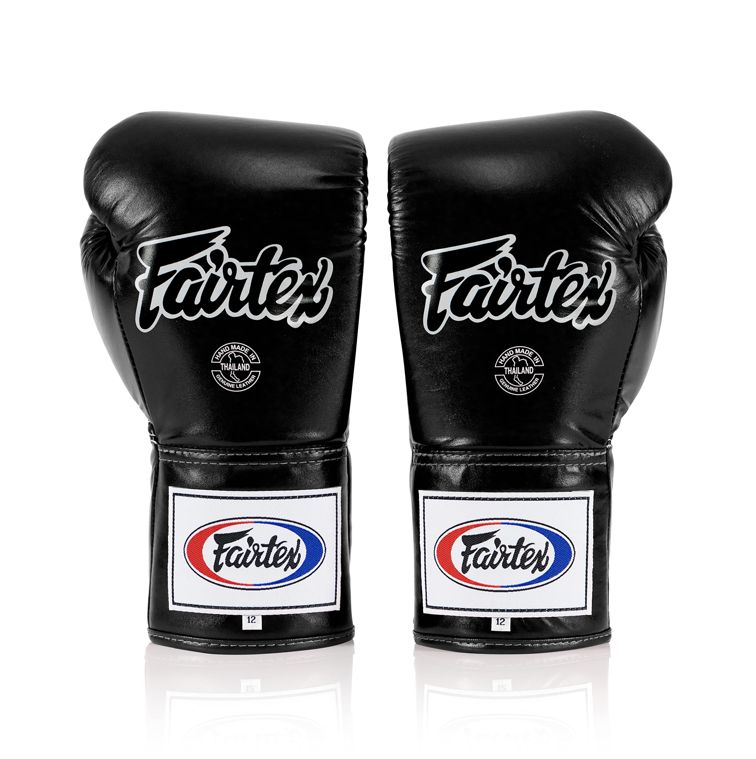 Fairtex BGL6 Handmade Leather Boxing Gloves - Locked-Thumb Design, Premium Leather, Triple-Layered Foam Padding, Lace-Up Closure for Secure Fit - Perfect for Boxing Training, MMA Sparring & Kickboxing Practice