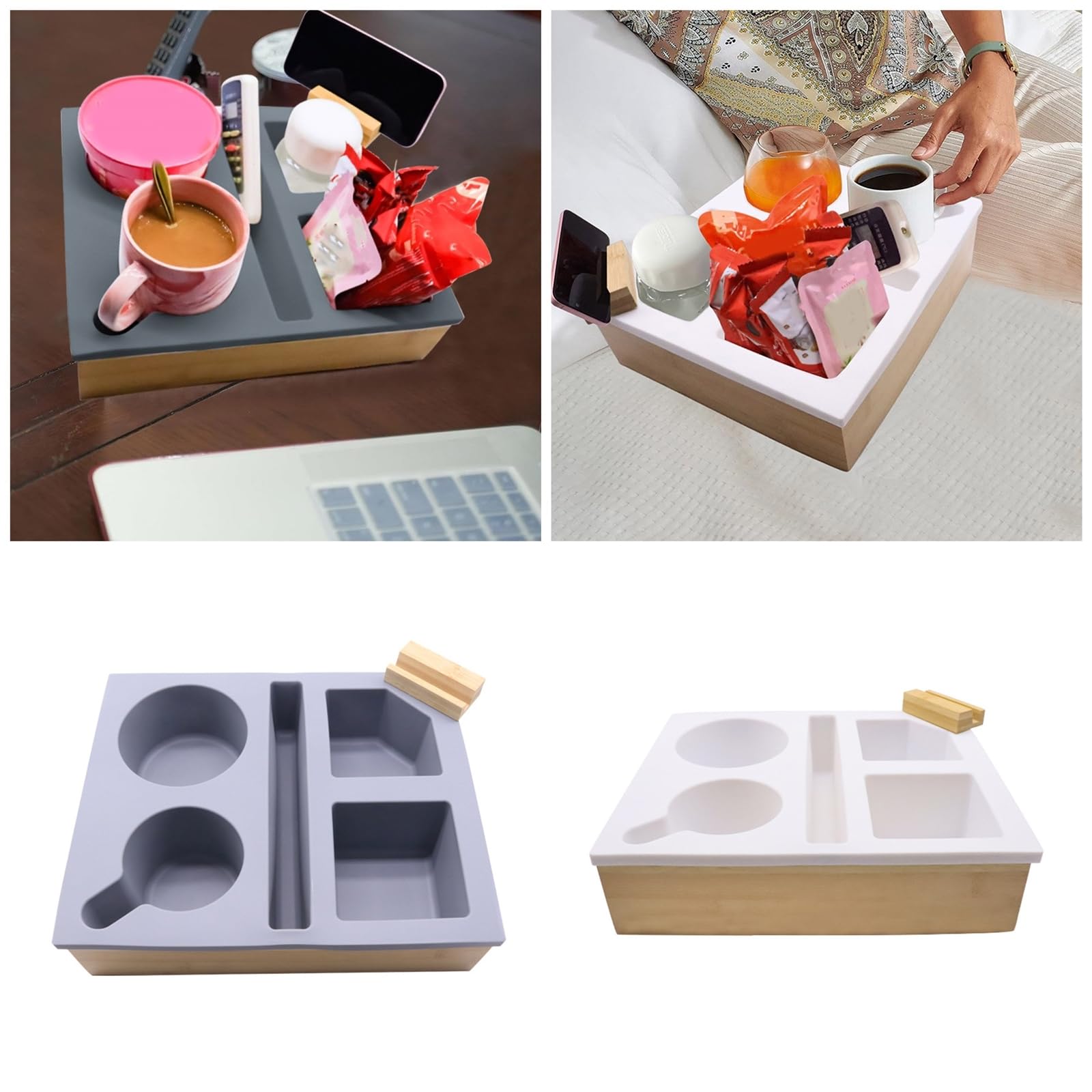 Multifunctional Silicone Cup and Smartphone Organizer - Practical Couch Cup Holder Tray for Snacks, Beverages, and Phone Storage - Perfect for Living Room, Office, and Car Use