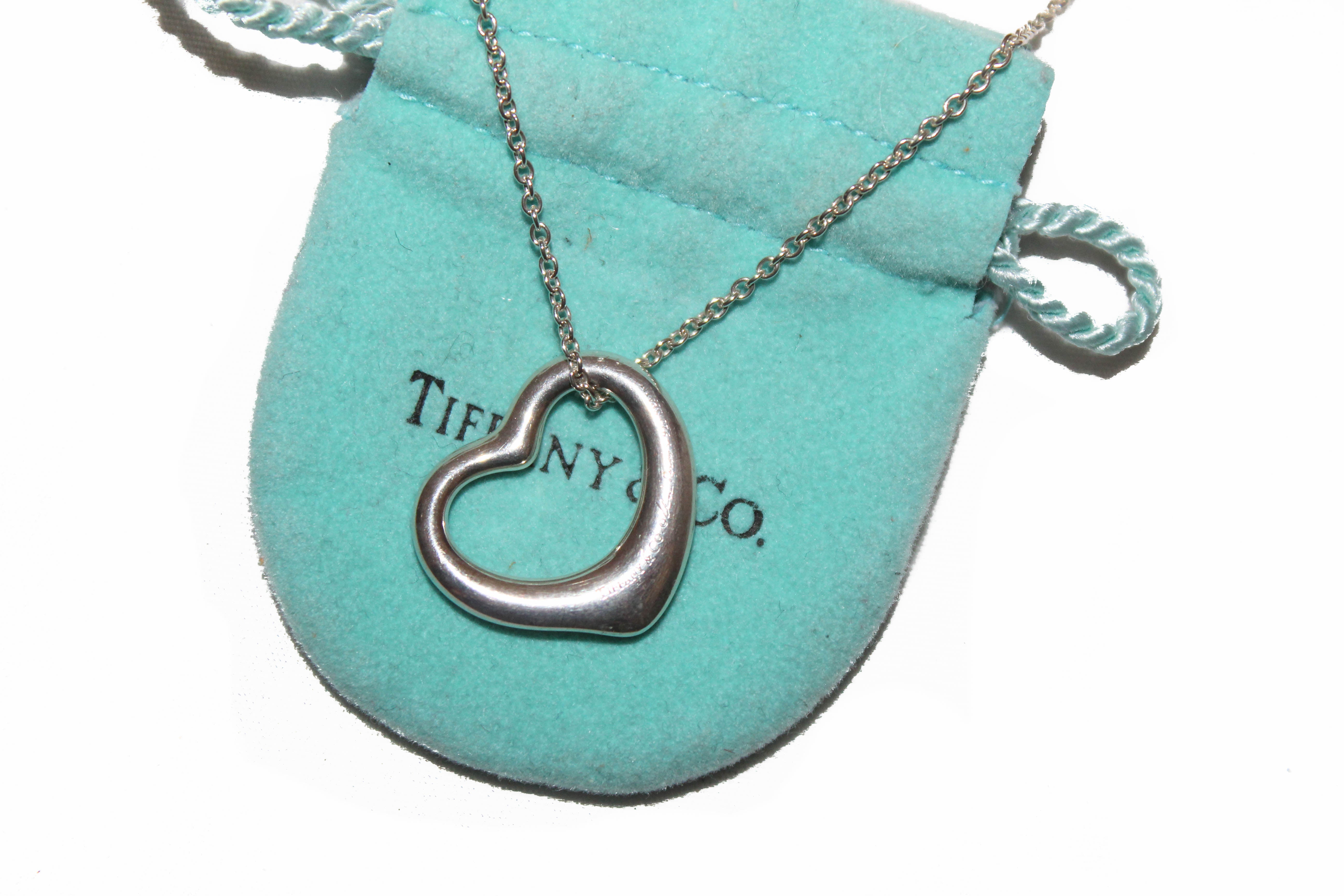 Authentic Tiffany & Co. 22mm Open Heart Sterling Silver Necklace for Women - Elegant 925 Silver Pendant Jewelry Gift for Valentine's Day, Anniversary & Special Occasions