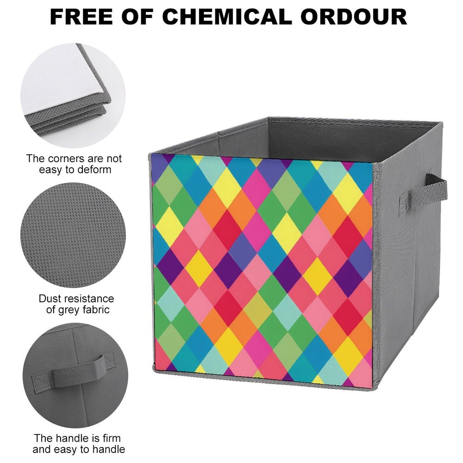 Colorful Folding Storage Bins with Handles - Home & Office Organizers