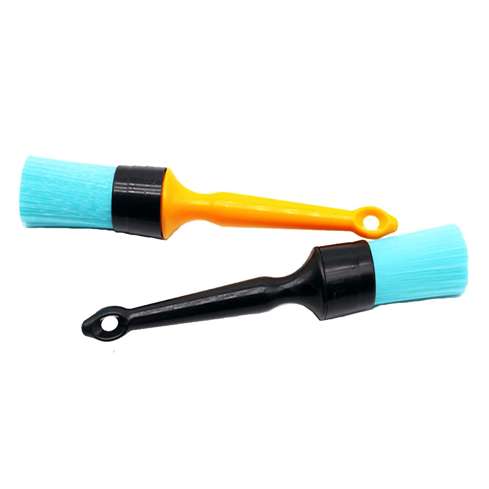 2Pcs Auto Detailing Brush Set - Interior & Exterior Car Cleaning Brushes for Cars, Vans, Motorcycles | Perfect for Dashboard, Vents, Wheels & Hard-to-Reach Areas