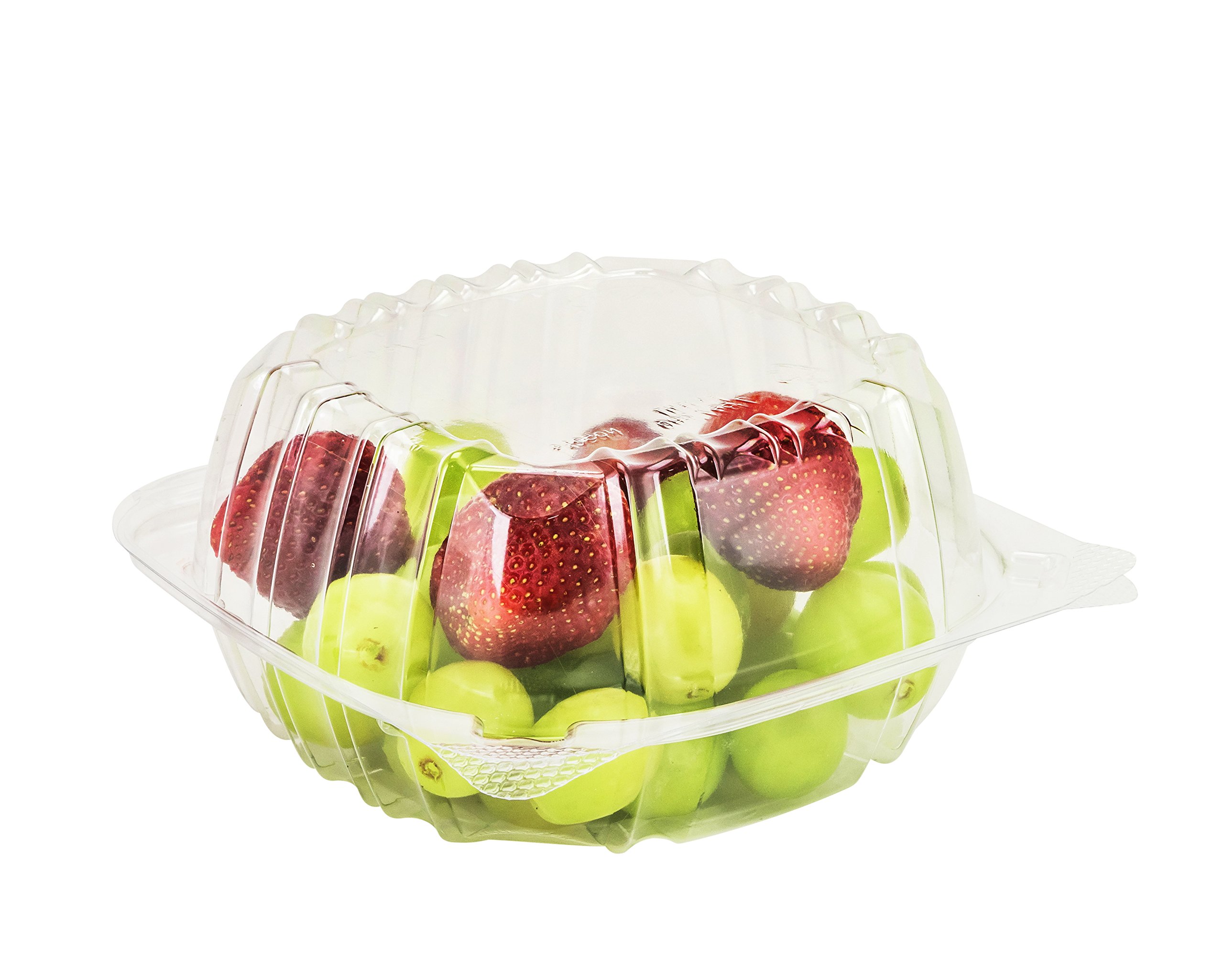 SafePro 6x6x3 Inch Clear Hinged Lid Plastic Food Storage Container - Case of 25 PET Square Clamshell Containers for Meal Prep, Takeout & Leftovers