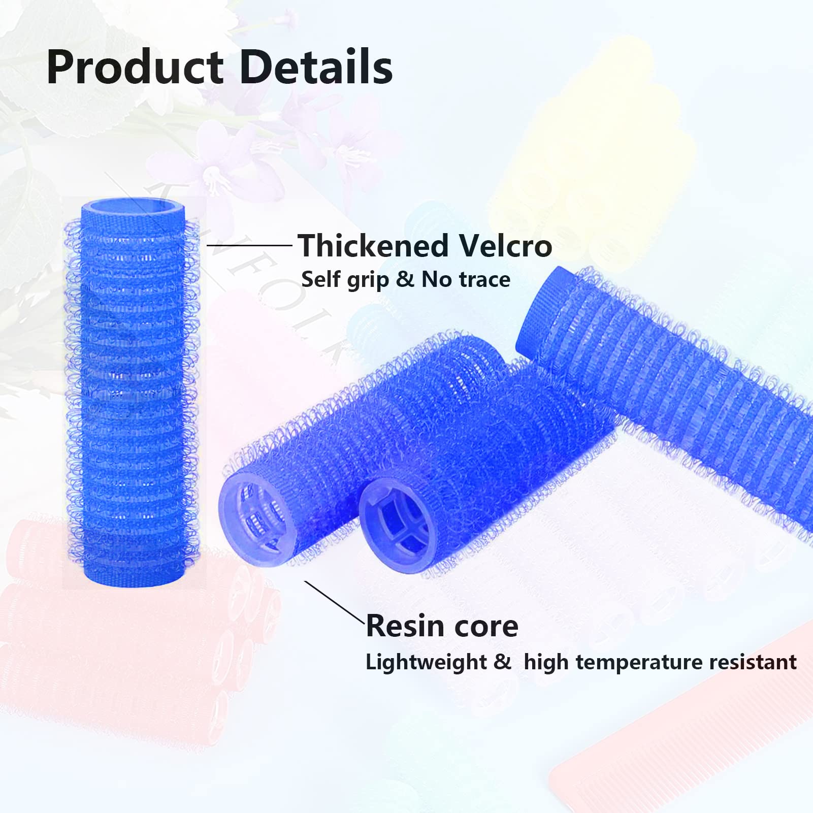 18PCS Self-Grip Heatless Hair Rollers for Women - Salon Quality DIY Curly Hairstyle Tools with Rat Tail Comb (0.8 x 2.4 Inch) - Perfect for Medium & Short Hair Styling at Home or Salon