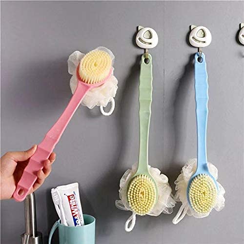 Wofier 2-in-1 Plastic Bath Scrubber Brush with Massager Belt - Exfoliating Body Scrubber for Shower & Bath - Perfect for Back Scrubbing & Skin Care