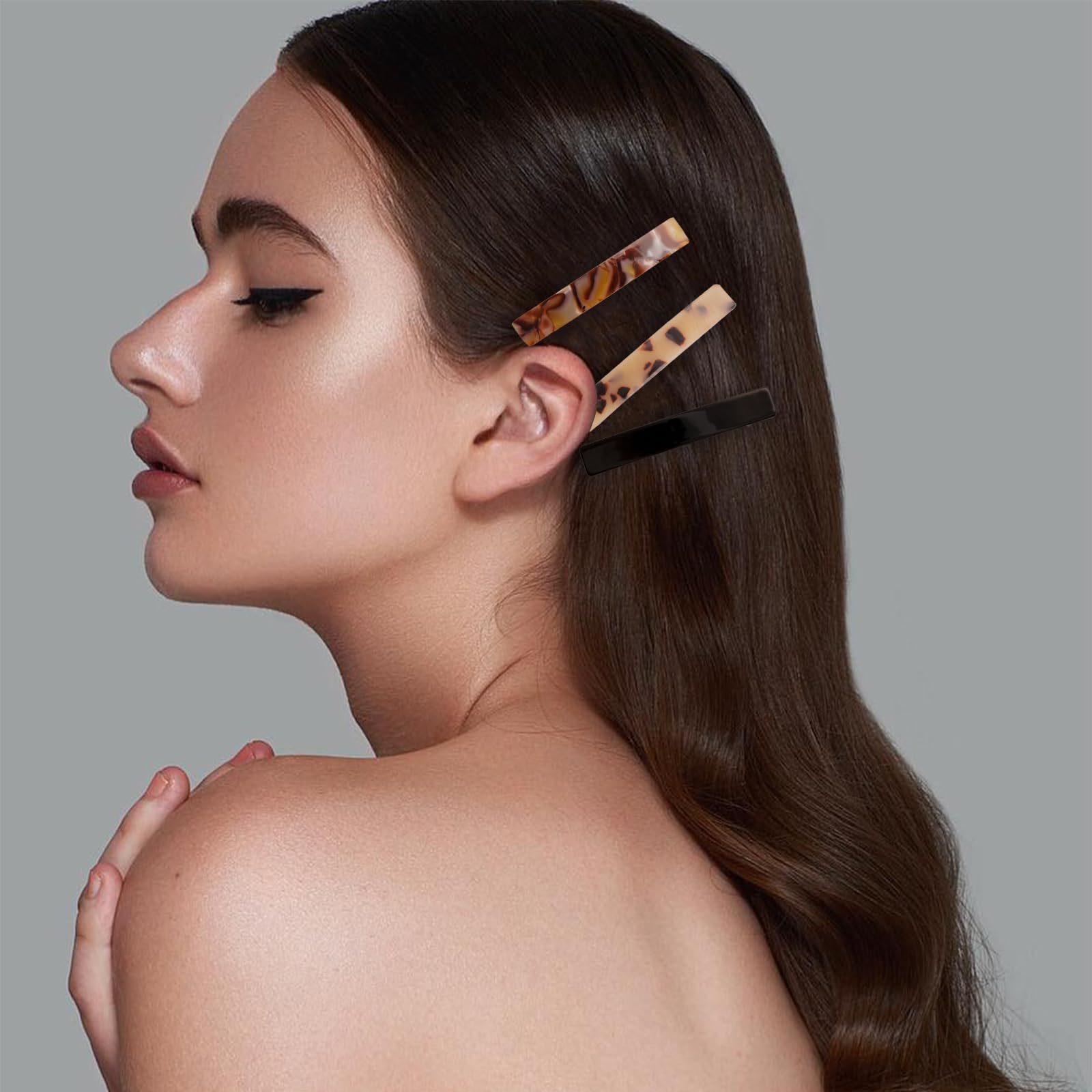 6PCS Women's Hair Barrettes & Shell Hair Clips - Hair Accessories for Thick, Thin, Long & Short Hair (Blue, Brown, Amber, Turtle Shell & Black) - Perfect for Work, Parties & Everyday Styling