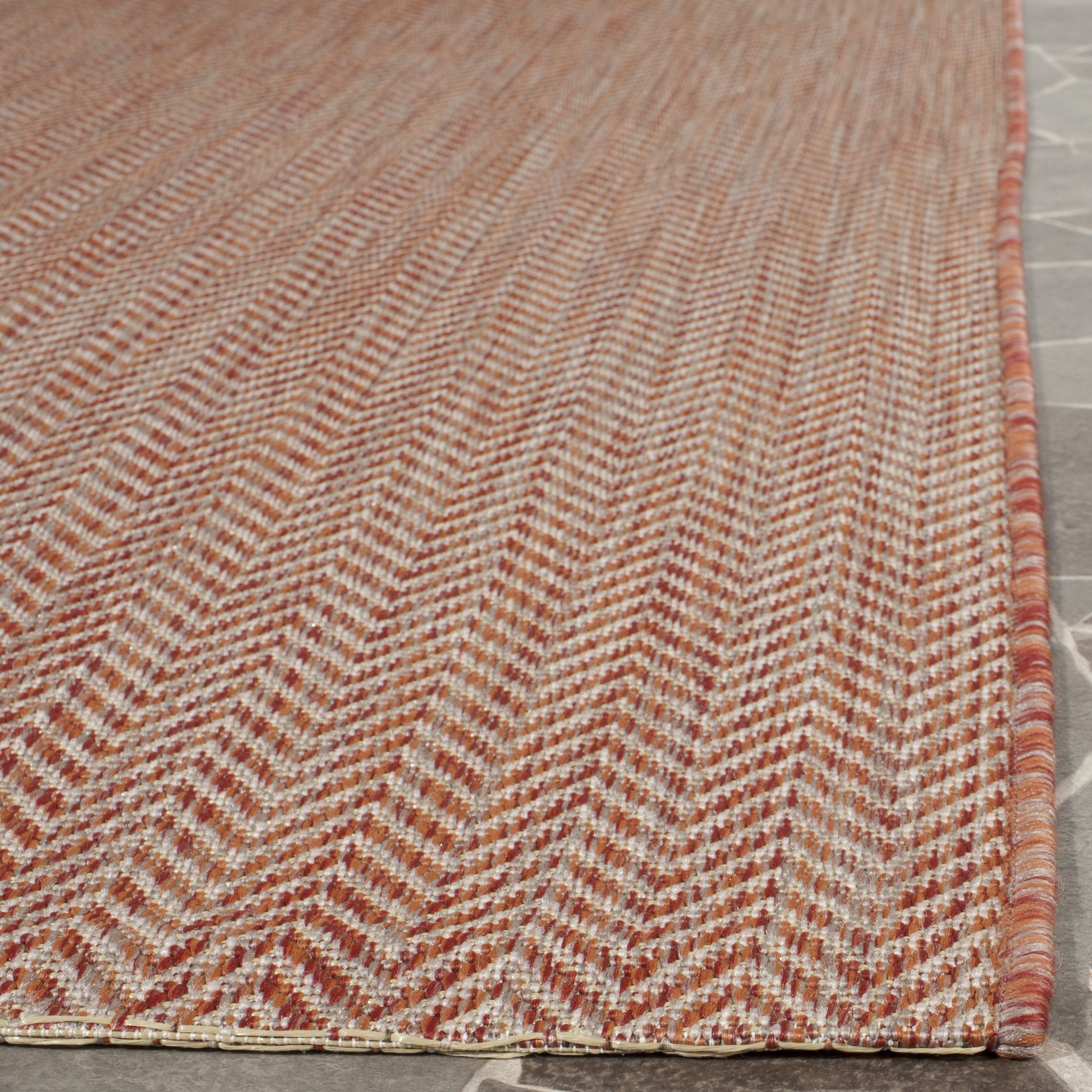 SAFAVIEH Courtyard Collection 8' x 11' Rust & Grey Indoor Outdoor Rug - Waterproof, Easy Clean, Non-Slip - Perfect for Patio, Backyard, Mudroom, Deck & Poolside