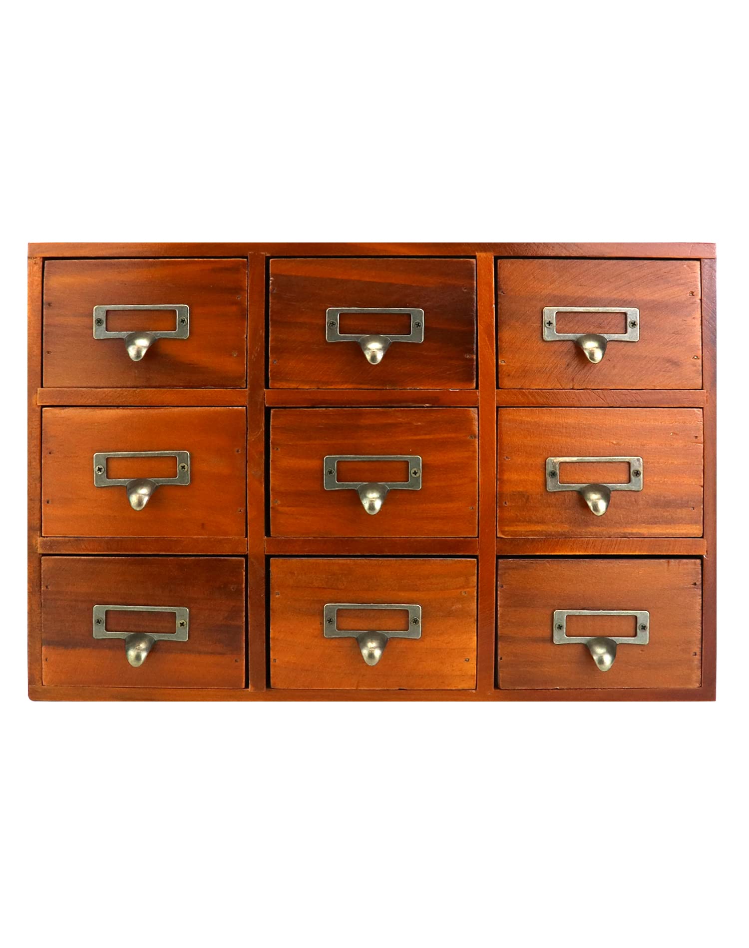 Vintage Wooden Apothecary Cabinet with 9 Drawers - Home Office & Bedroom Storage Organizer for Tea, Jewelry & Cosmetics