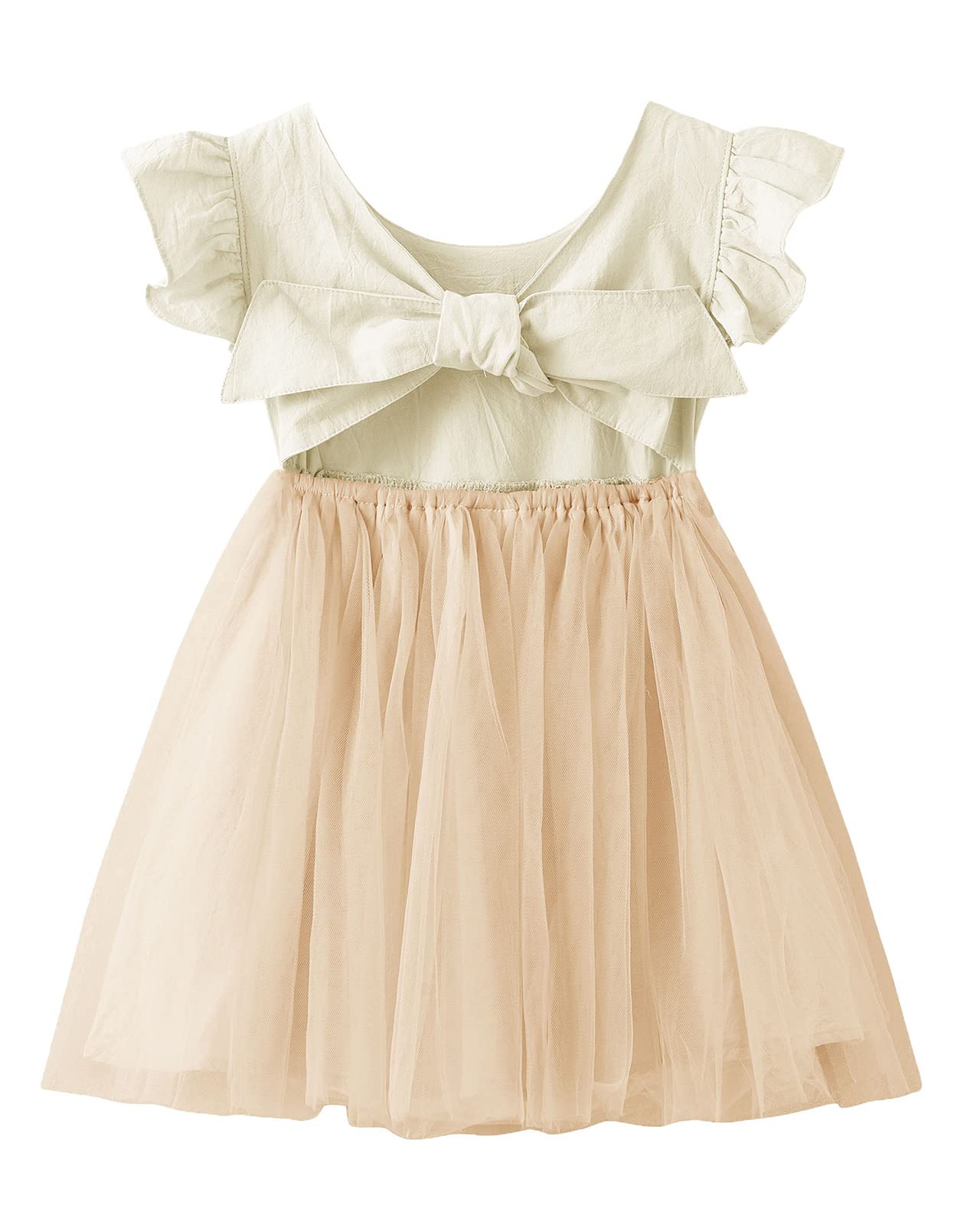 Dutebare Toddler Girls Tulle Tutu Dress - Linen Ruffle Tie Back Sleeveless Princess Party Dress for Kids | Perfect for Birthday Parties, Photo Shoots & Special Occasions