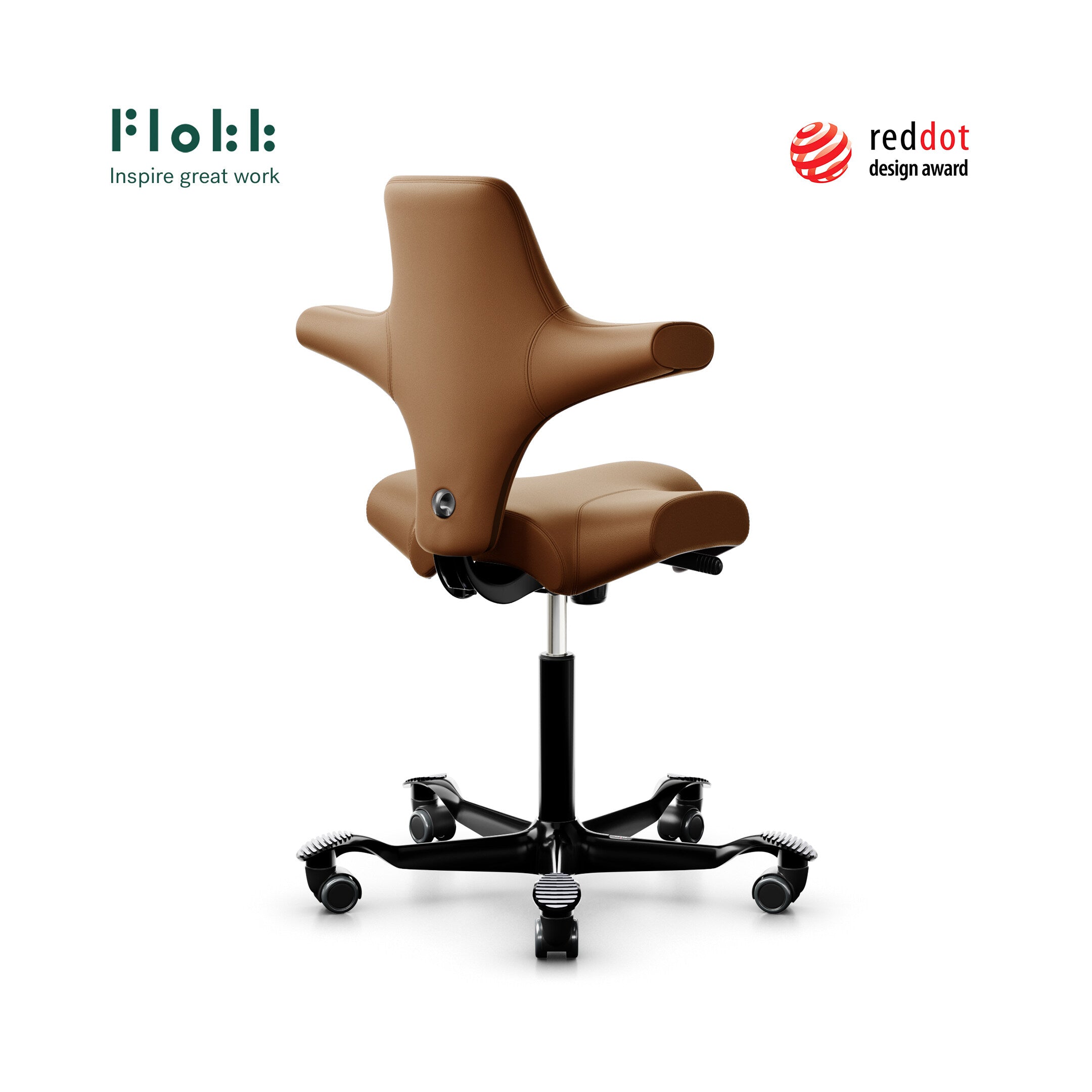 HÅG Capisco 8106 Ergonomic Office Chair - Genuine Wollsdorf Paloma Natur Leather with Black Base | Perfect for Home Office, Gaming & Workspace Comfort