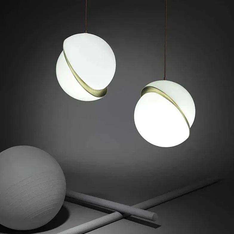 Modern White Spherical Acrylic Pendant Light - Sleek Ceiling Lighting Fixture for Living Room, Bedroom, and Dining Room Decor