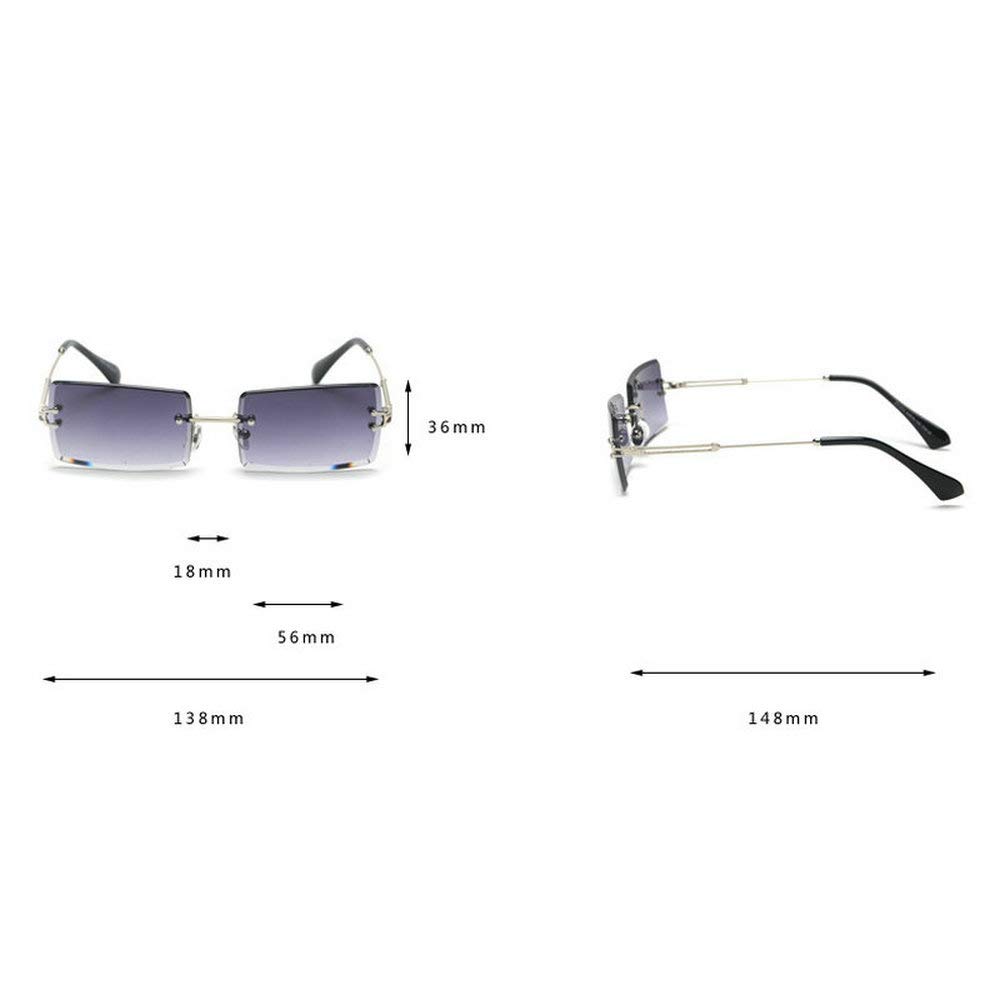 Trendy Small Rectangle Sunglasses for Women - Ultralight Candy Color Rimless Ocean Sun Glasses | Perfect for Beach, Driving & Summer Fashion