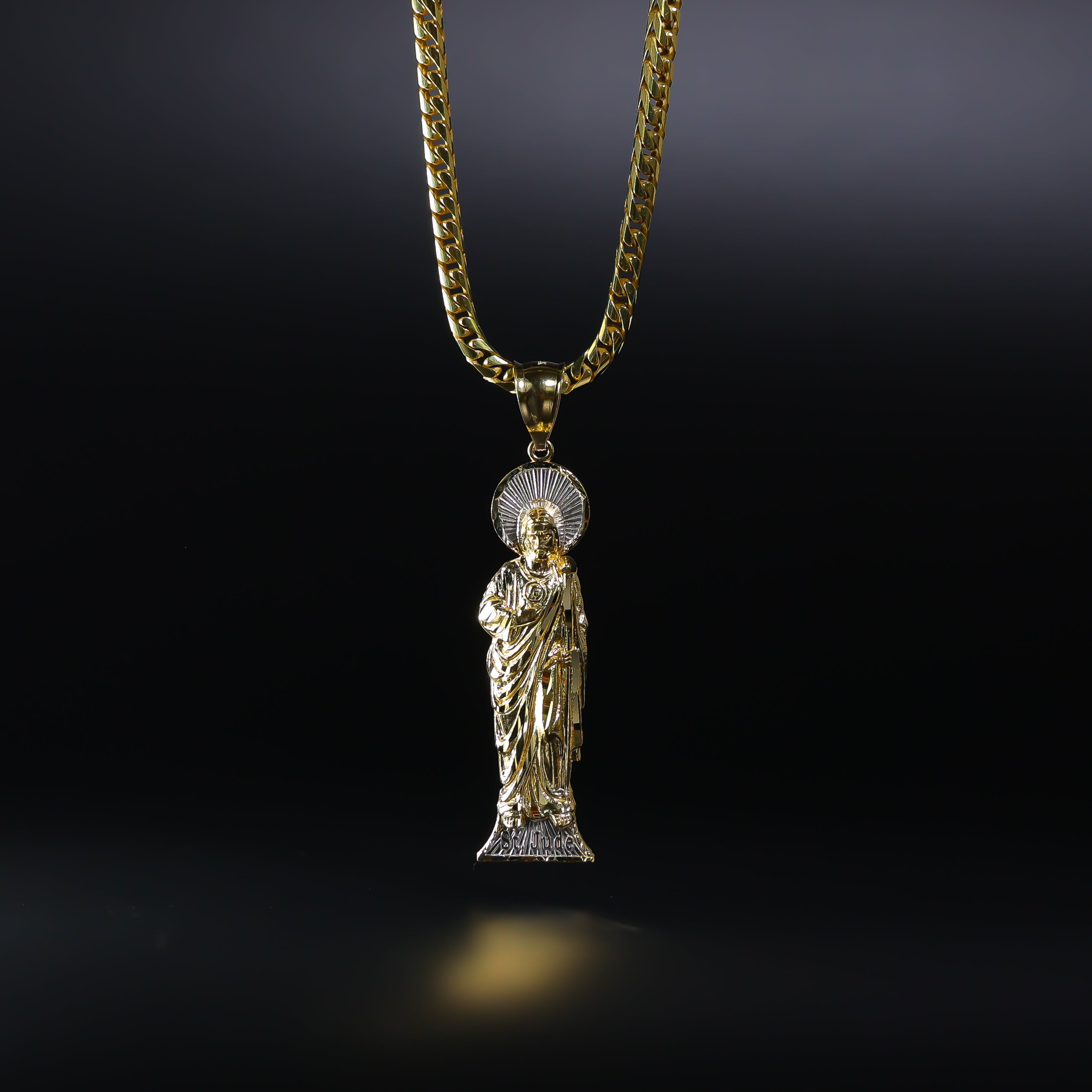St. Jude Thaddeus Standing Pendant Necklace - 14K Gold Large Religious Medal - Model 1145 - Perfect for Catholic Gifts, Baptism, First Communion & Faith Jewelry