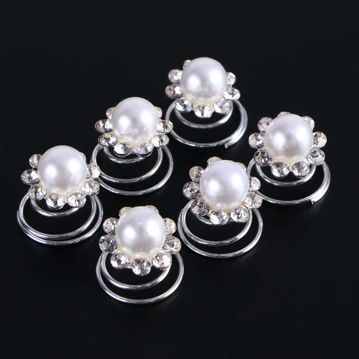 Mikinona 12 Pack Spiral Hair Pins with Crystal Flowers - Elegant Bridal Hair Clips for Weddings, Prom & Special Occasions - Perfect for Updos, Half-Up Styles & Boho Hairstyles