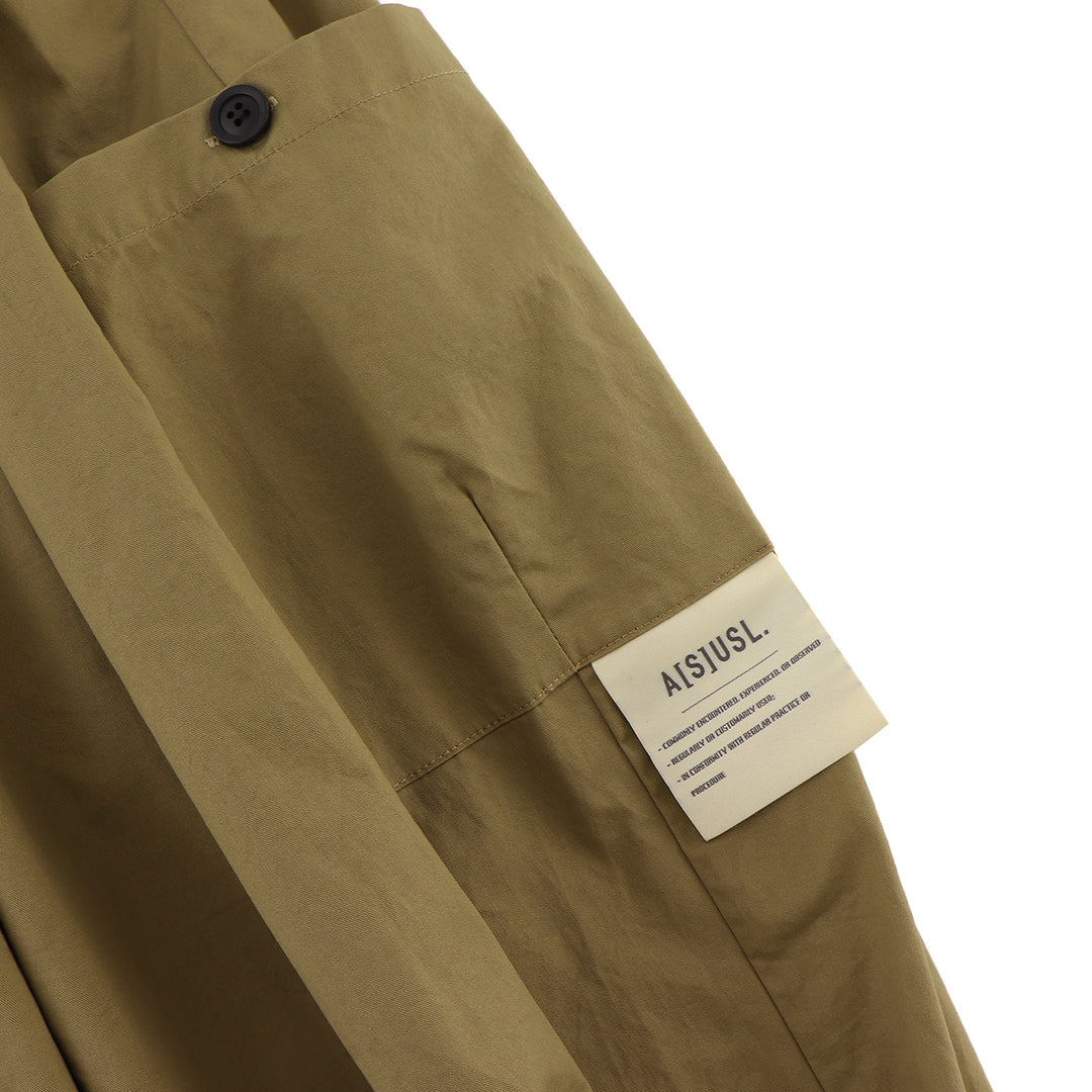 ASUSL Patch Pockets Balloon Pants Khaki - Trendy High Waisted Wide Leg Trousers for Women | Casual Streetwear, Travel & Photoshoot Outfits