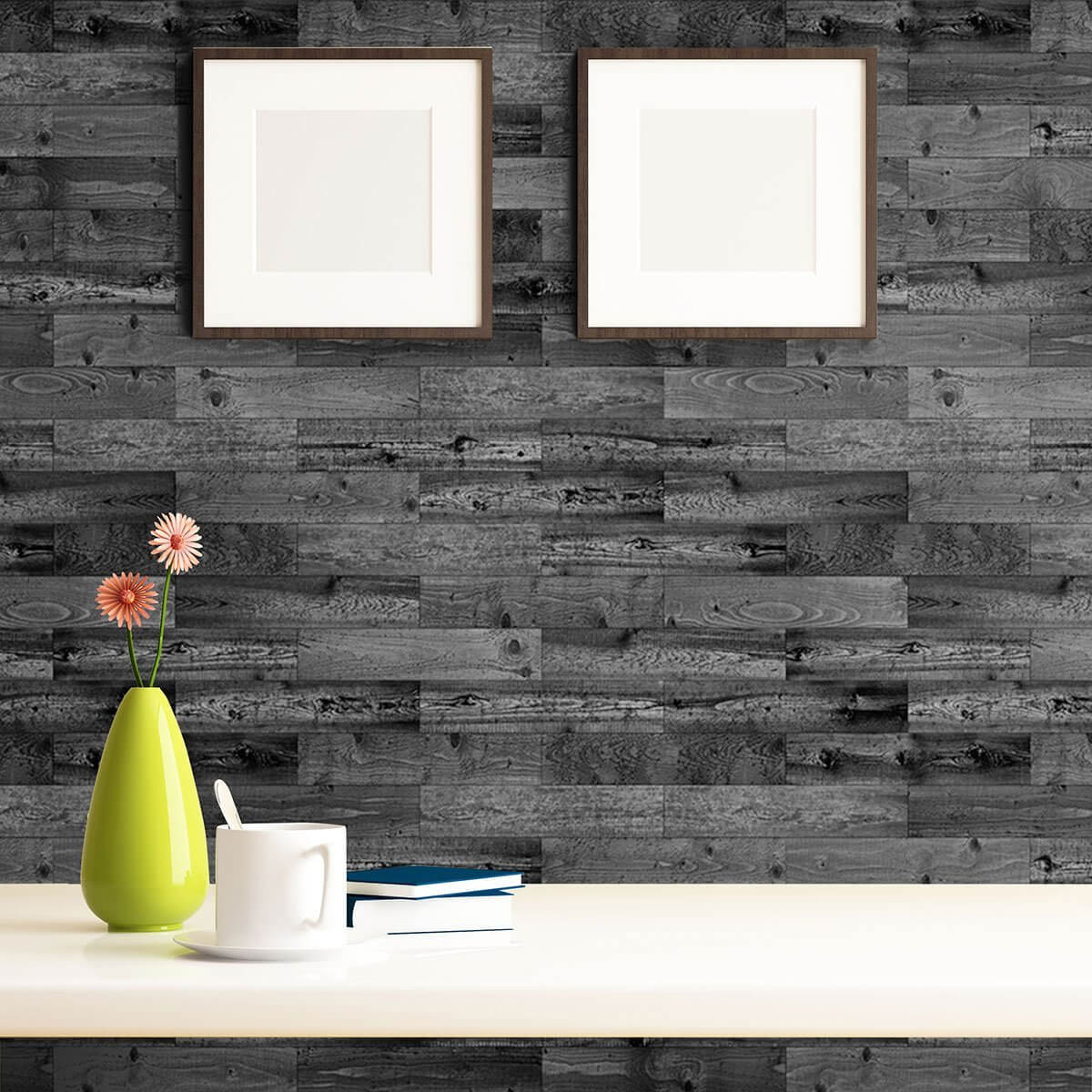 Black Wood Texture Peel and Stick Removable Wallpaper - Self-Adhesive Decorative Vinyl for Bedroom, Living Room, Office - Easy to Apply & Remove - 8479