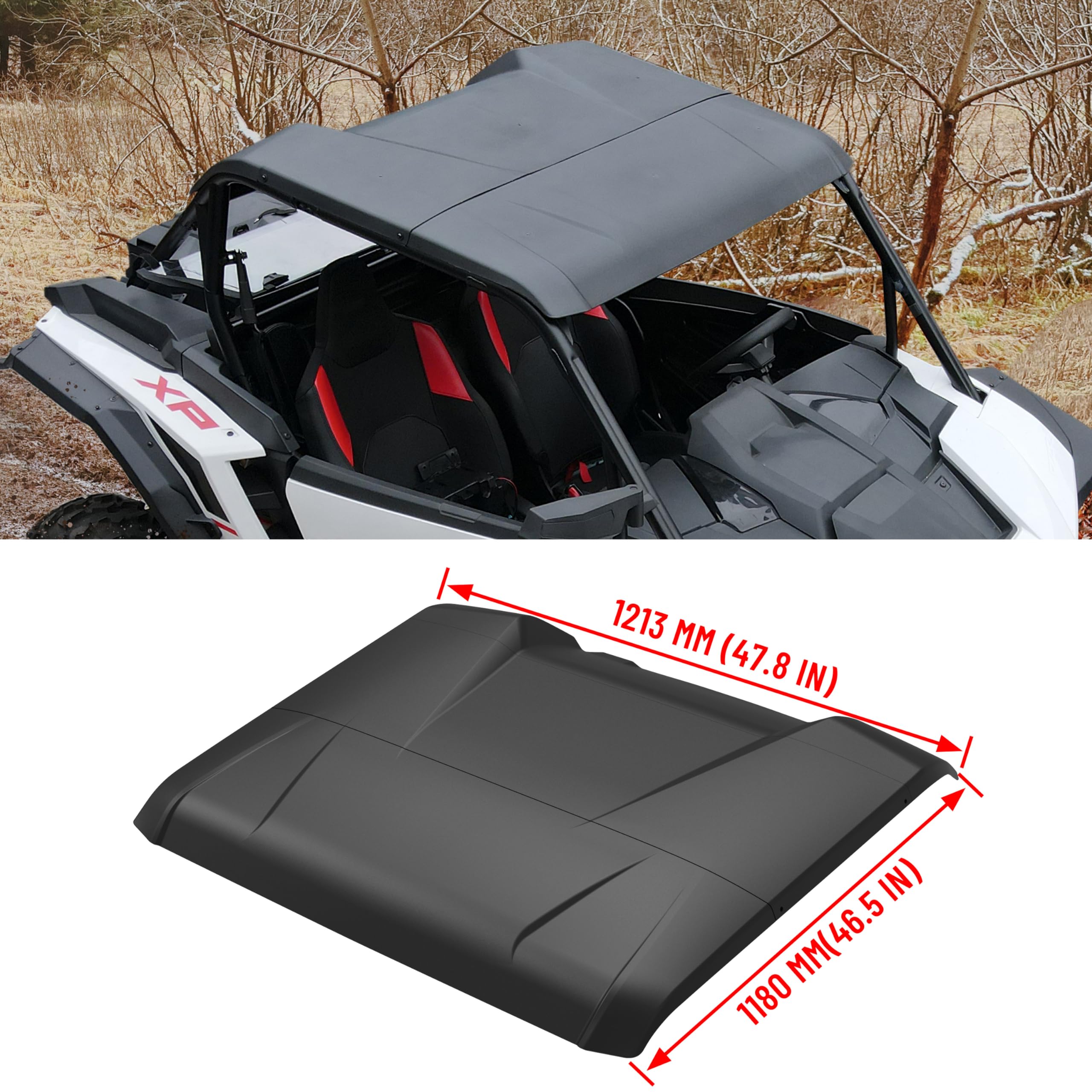 2024-2025 Polaris RZR XP 1000 Hard Plastic Roof Top - 3-Piece Dustproof Poly Roof with Sun Visor | Off-Road Accessories for UTV & Side-by-Side | Perfect for Desert, Trail & Mud Riding (Part# 2884553)