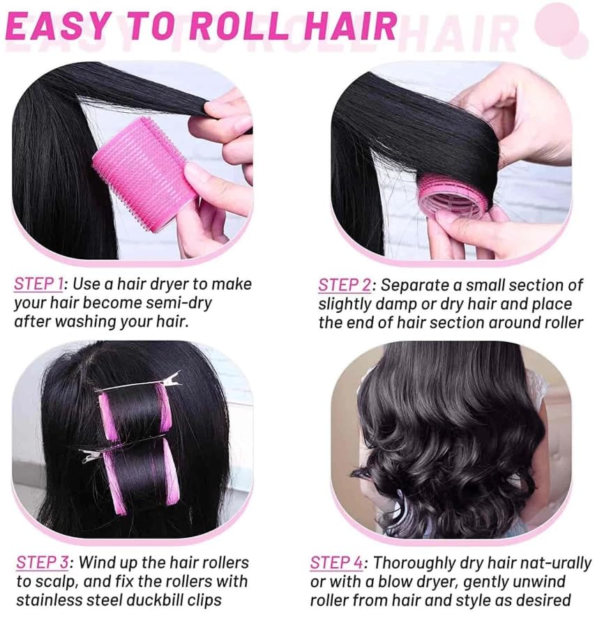 Heatless Hair Rollers Set for Women - Self Grip Holding Curlers | 6-Pack No Heat Hair Curling Rollers for Overnight Styling | Perfect for Beach Waves, Wedding & Party Hairstyles