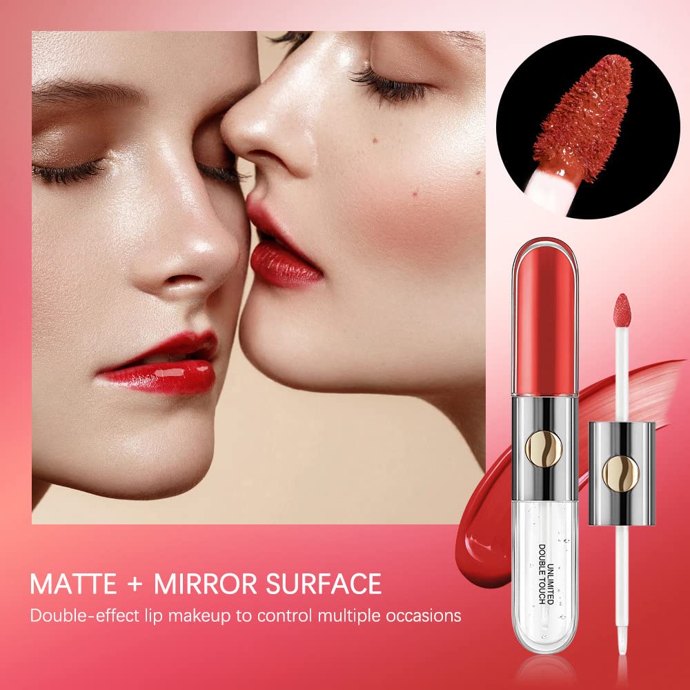 Double Head Matte Liquid Lipstick & Lip Gloss Set - Long Lasting, Moisturizing, Non-Transfer Lip Makeup (Shade 108) for Everyday Wear, Date Night & Special Occasions
