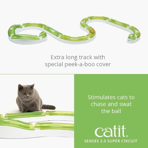 Catit Senses 2.0 Super Circuit Interactive Cat Toy - Stimulating Play Track with Balls & Tunnels for Indoor Cats - Perfect for Exercise & Mental Stimulation (Great for Small Spaces & Multi-Cat Households)