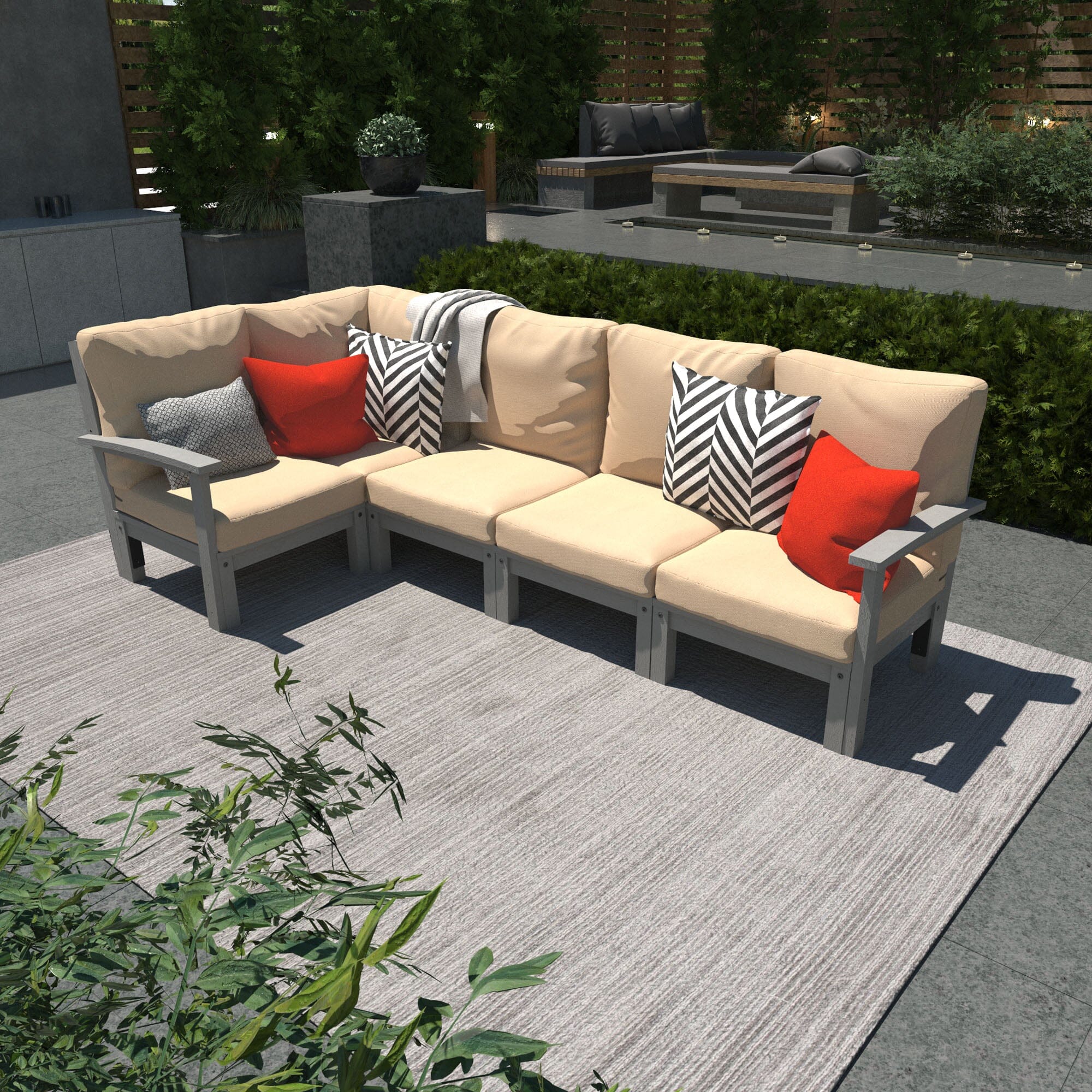 Luxury 5-Piece Deep Seating Sectional Sofa Set - Customizable Modern Living Room Furniture for Cozy Family Gatherings & Entertainment Spaces