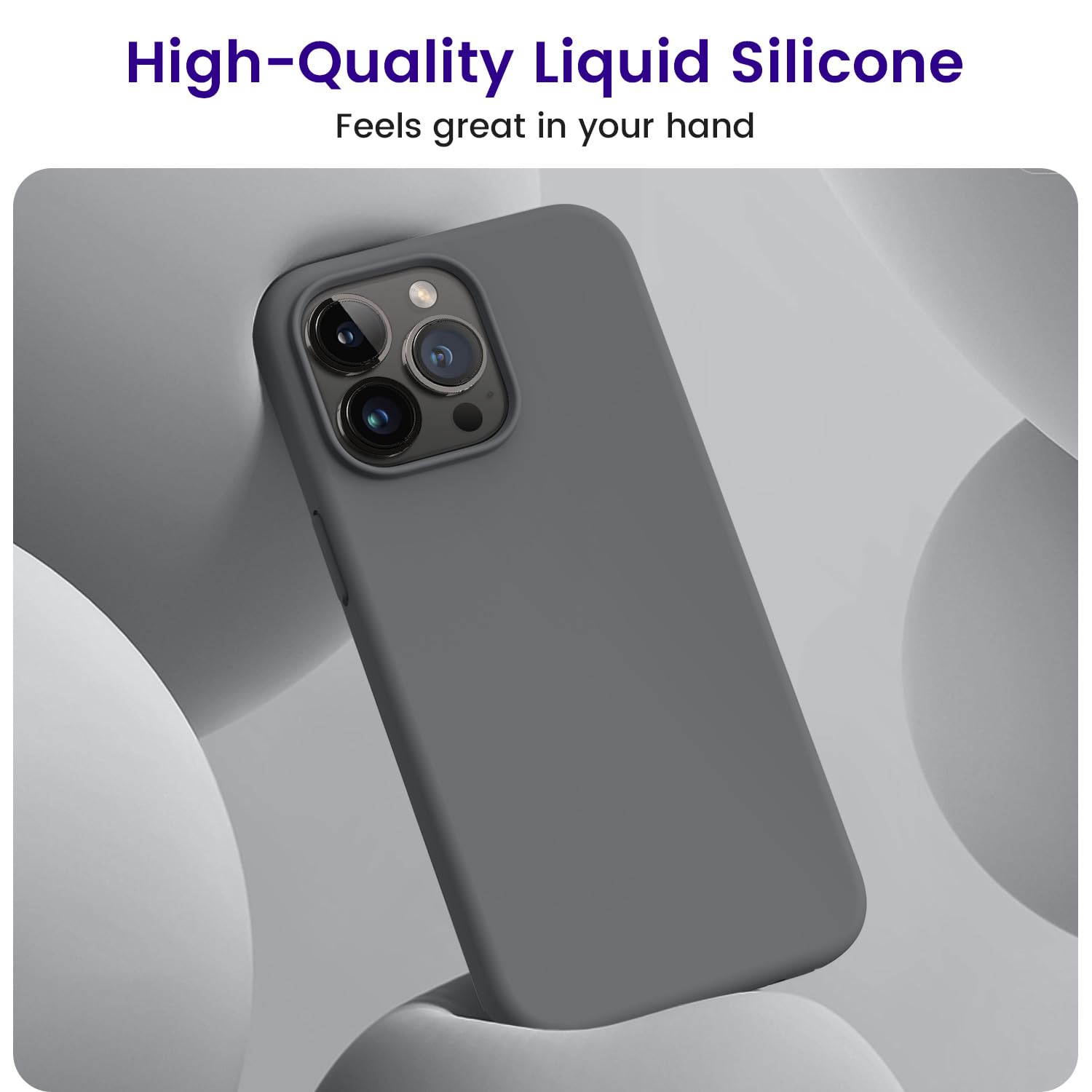 OTOFLY Premium Soft Liquid Silicone Case for iPhone 15 Pro Max - Slim Protective Cover with Silky Touch (Space Gray) | Shockproof & Scratch-Resistant | Perfect for Work, Travel & Daily Use