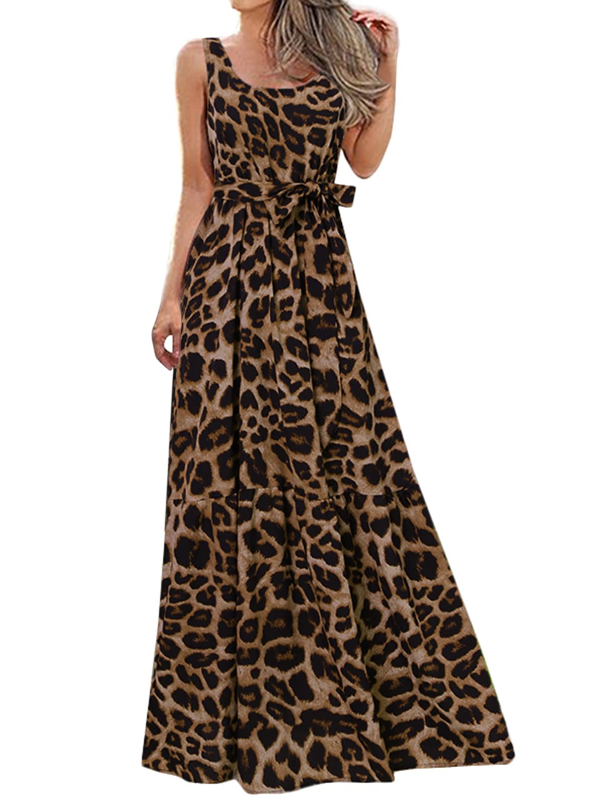 Celmia Women's Summer V-Neck Bohemian Maxi Dress with Side Slit & Pockets - Beach Cover Up, Vacation Outfit, Casual Sundress for Outdoor Activities