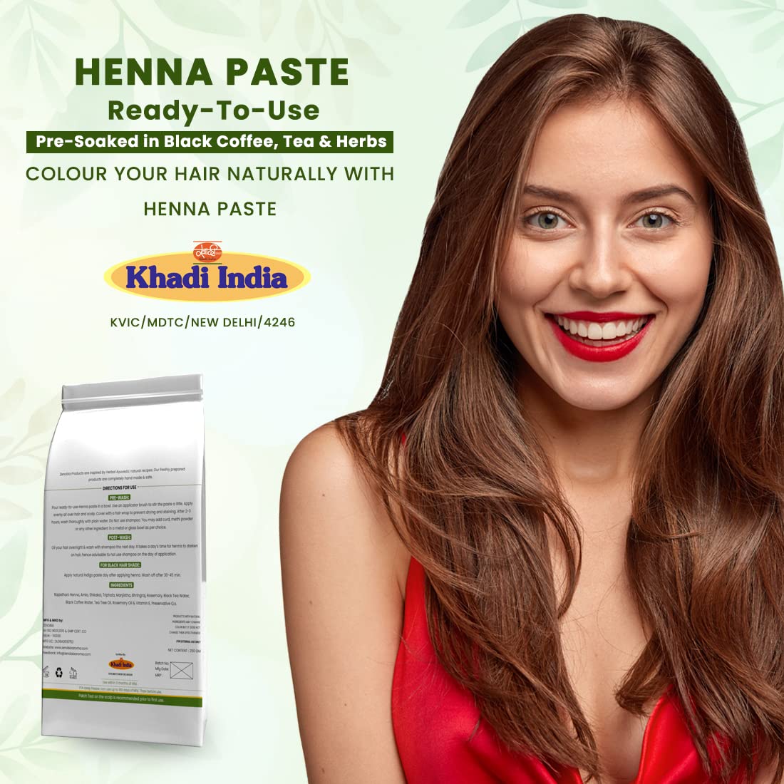 Zenobia Natural Herbal Henna Hair Dye Paste - Chemical-Free, Ready-to-Use Mehendi for Rich Brown Color, Repairs Damage & Reduces Hair Fall (Pack of 1) - Perfect for At-Home Hair Coloring & Natural Hair Care