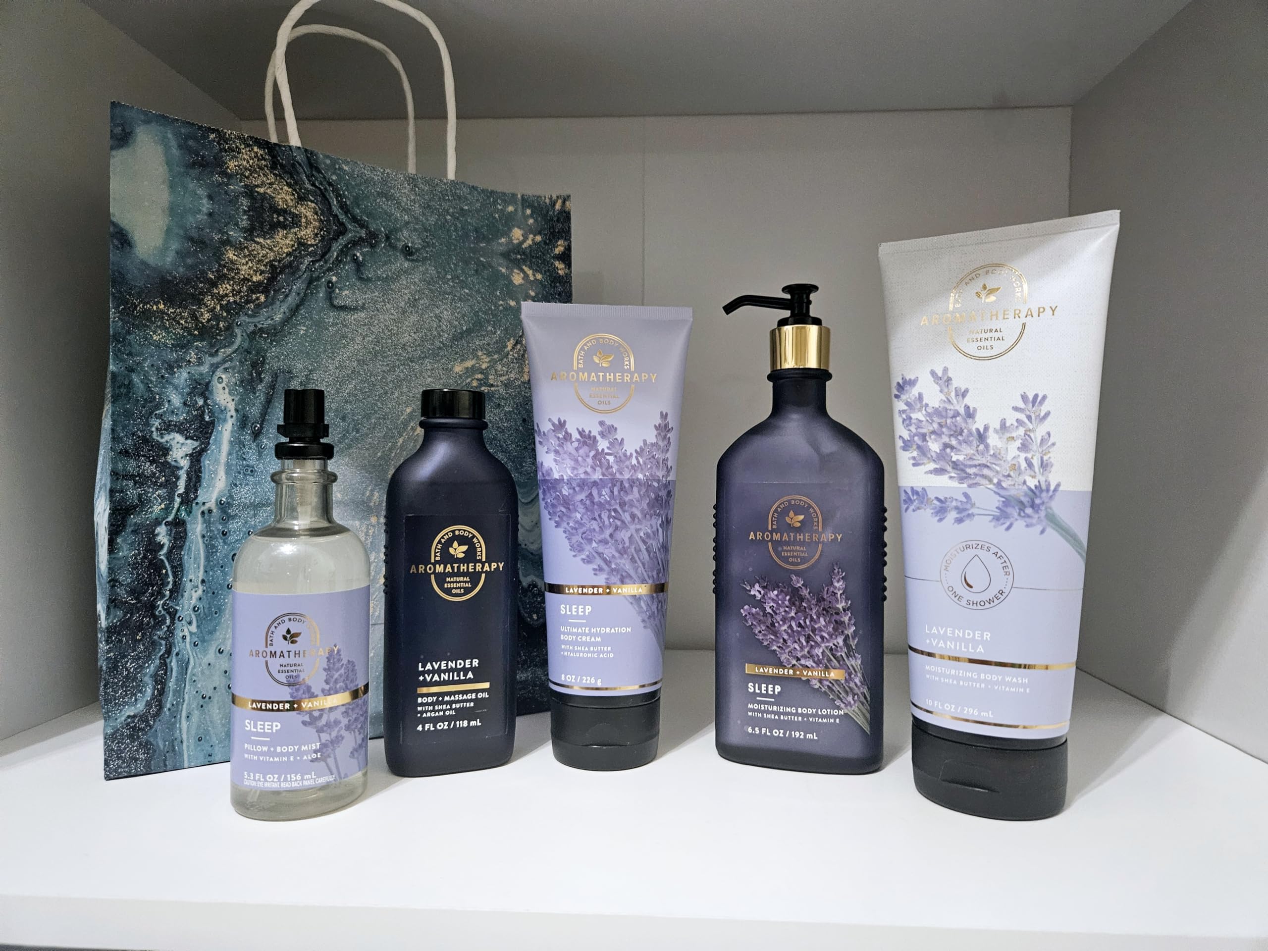 Vanilla & Lavender Aromatherapy Body Care Set - Body Spray, Body Wash, Cream, Oil, Lotion Gift Collection | Relaxing Bath & Shower Essentials for Stress Relief & Self-Care Routine