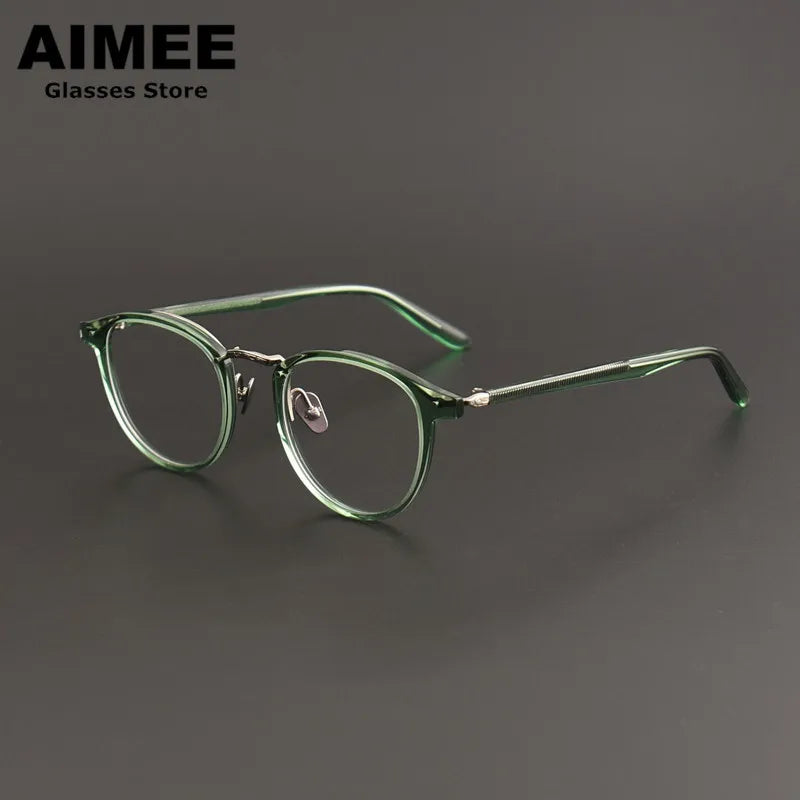 Aimee Unisex Full Rim Square Oval Acetate Titanium Eyeglasses 7885 - Lightweight & Durable Eyewear for Men & Women - Perfect for Work, Reading & Everyday Use