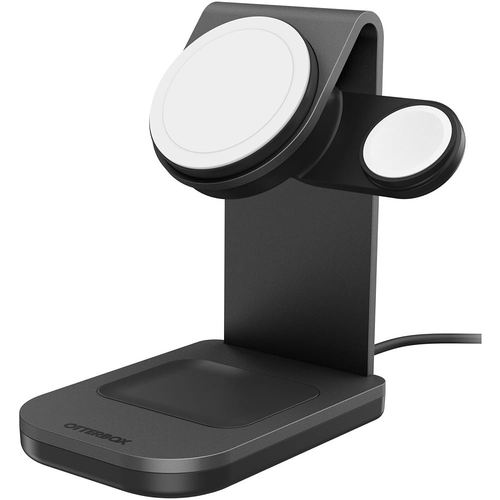 OtterBox 3-in-1 MagSafe Wireless Charging Station for iPhone, Apple Watch & AirPods - Fast Charging Stand for Home & Office - Black