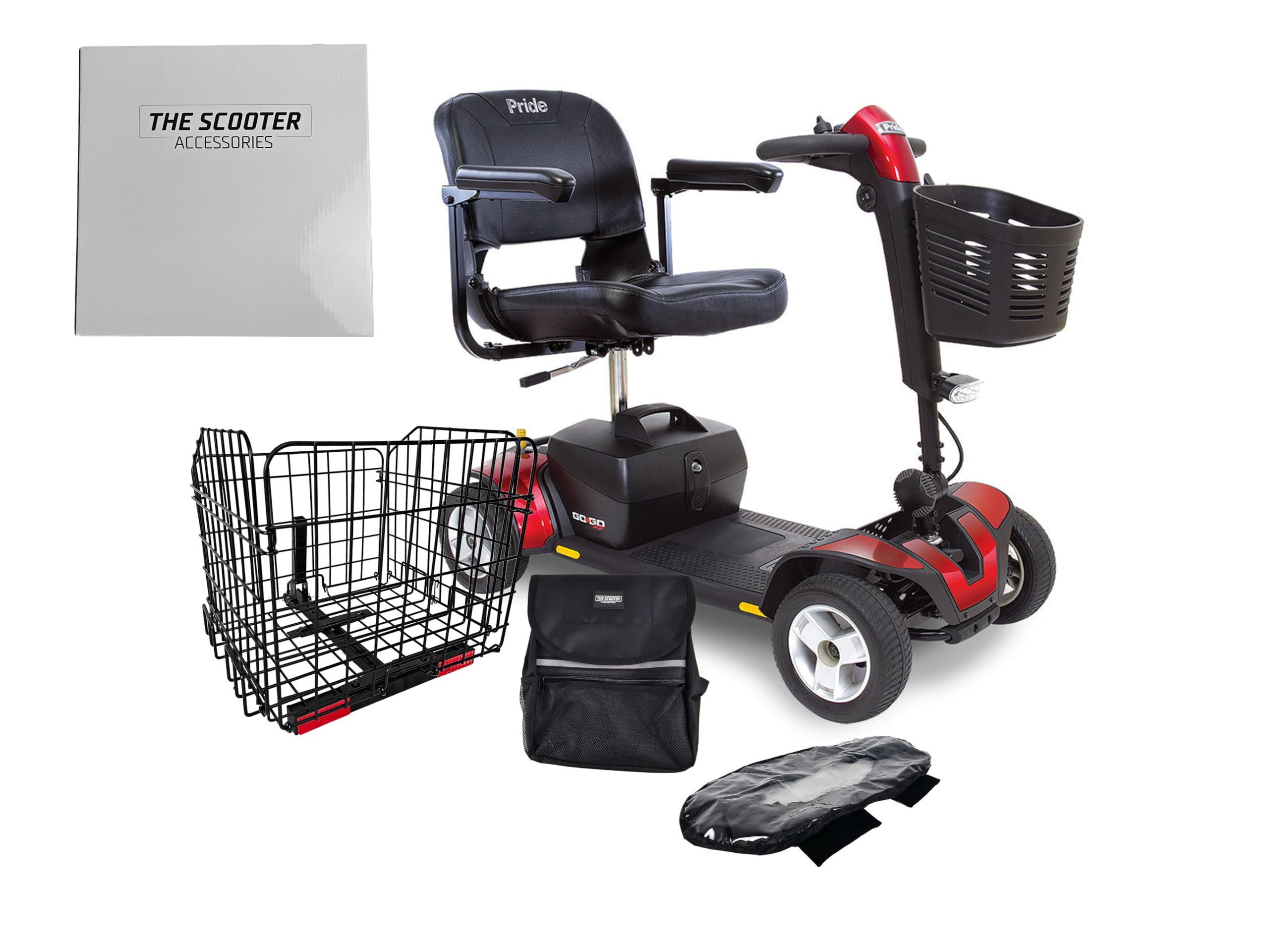 Pride Mobility S74 Go-Go Sport 4-Wheel Mobility Scooter with Accessories Bundle - Ideal for Outdoor Adventures and Daily Errands
