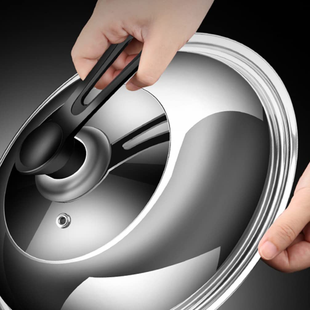 1PC Stainless Steel Pot Cover with Glass Lid - Transparent Cooking Cover for Pans, Woks & Kitchen Utensils - Durable Kitchen Gadget for Sauteing, Frying & Food Storage