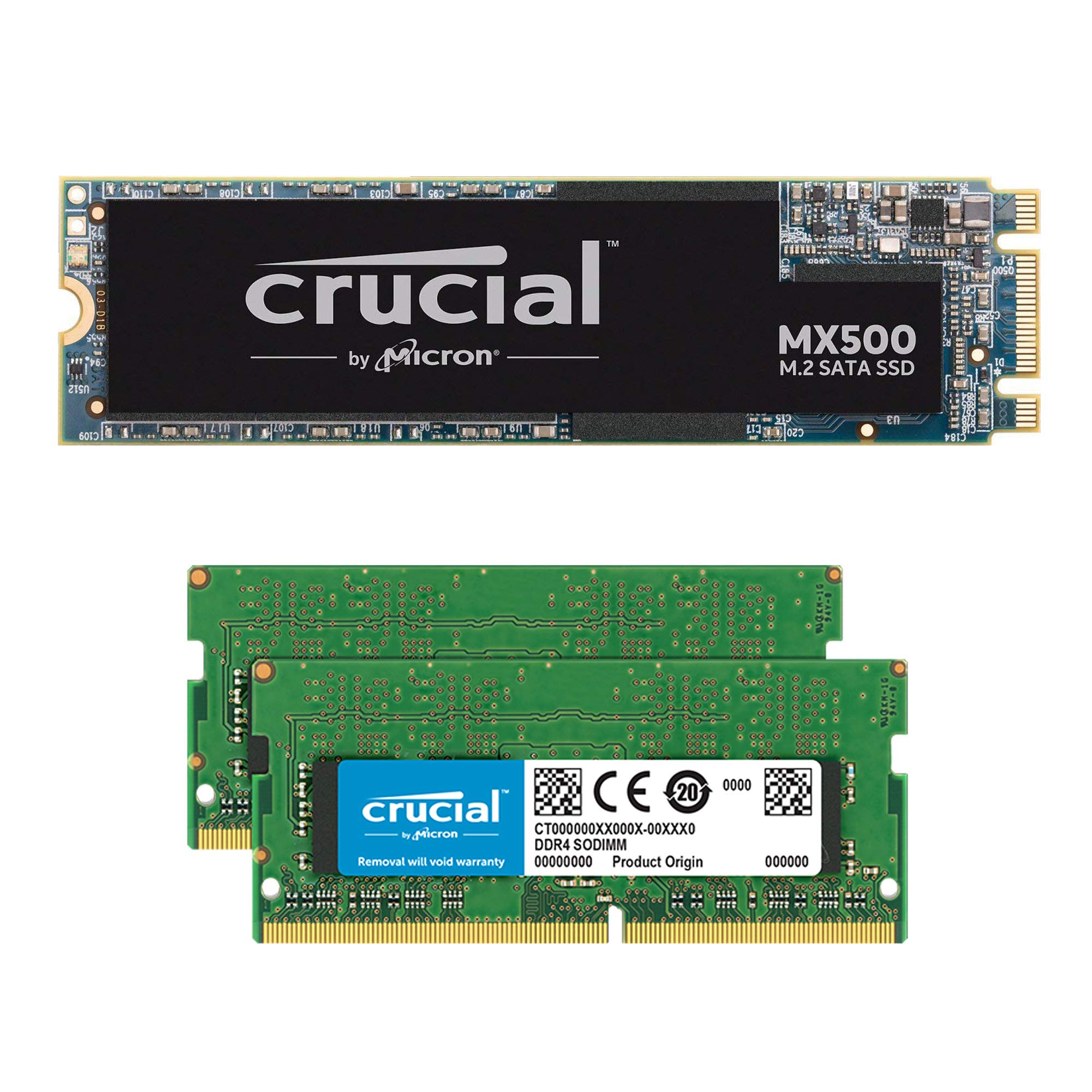 Crucial MX500 1TB M.2 SATA 6Gb/s SSD with 32GB (2x16GB) DDR4 2666MHz RAM Bundle - High-Speed Storage & Memory Upgrade for Laptops, Notebooks | Boost Performance for Gaming, Video Editing & Multitasking