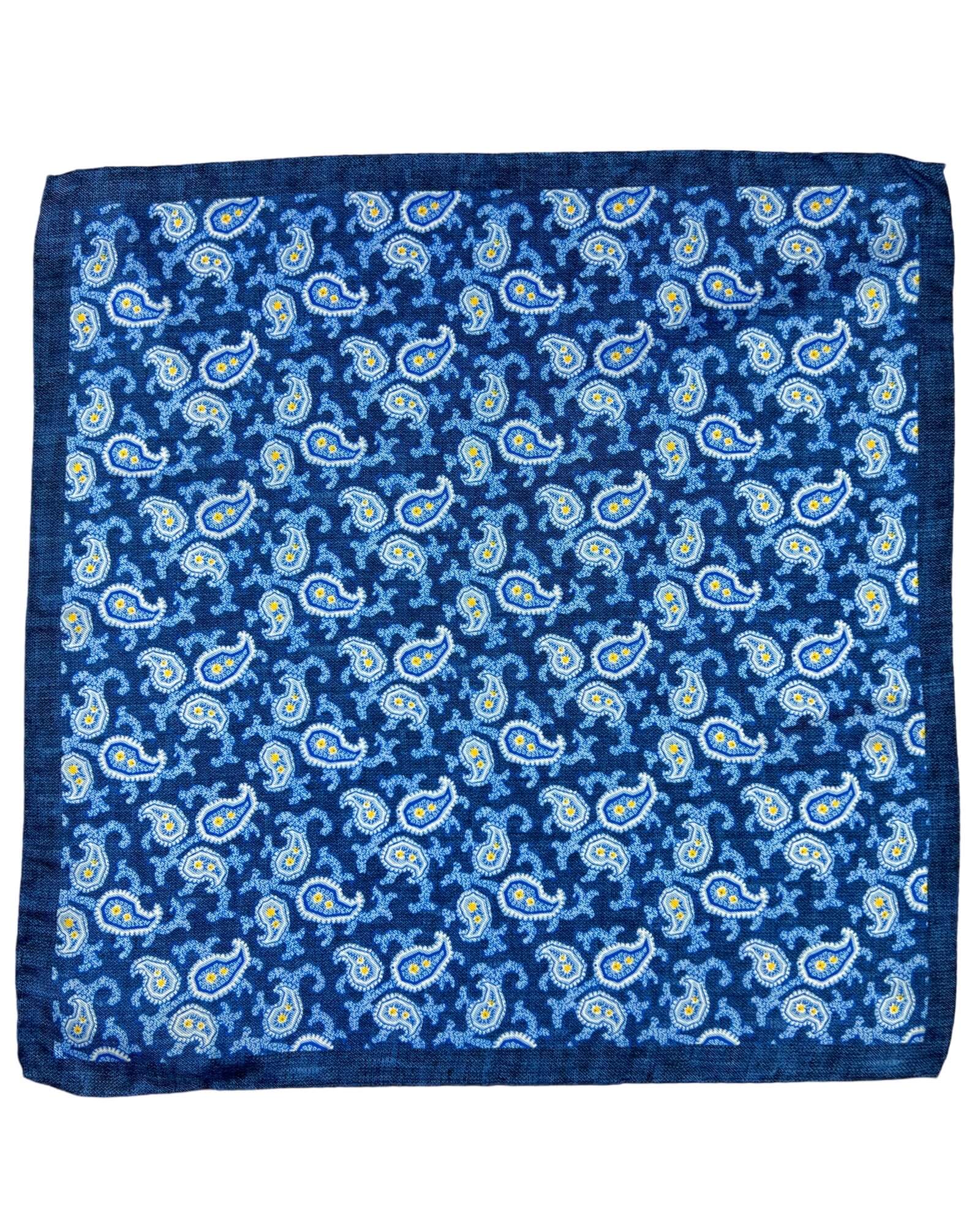 DÉCLIC Aversa Paisley Handkerchief - Navy Blue Stylish Pocket Square for Men's Suits & Formal Occasions