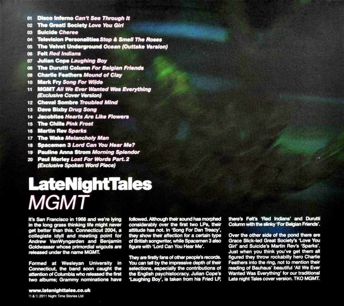 Late Night Tales: MGMT - Indie Electronic Music Album for Relaxing Evenings & Chill Vibes | Perfect for Late Night Listening, Study Sessions & Mood Setting