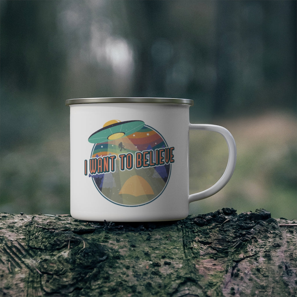 Alien 'I Want to Believe' Funny Camping Mug - Insulated Travel Coffee & Tea Cup for Outdoor Adventures, Hiking & Road Trips
