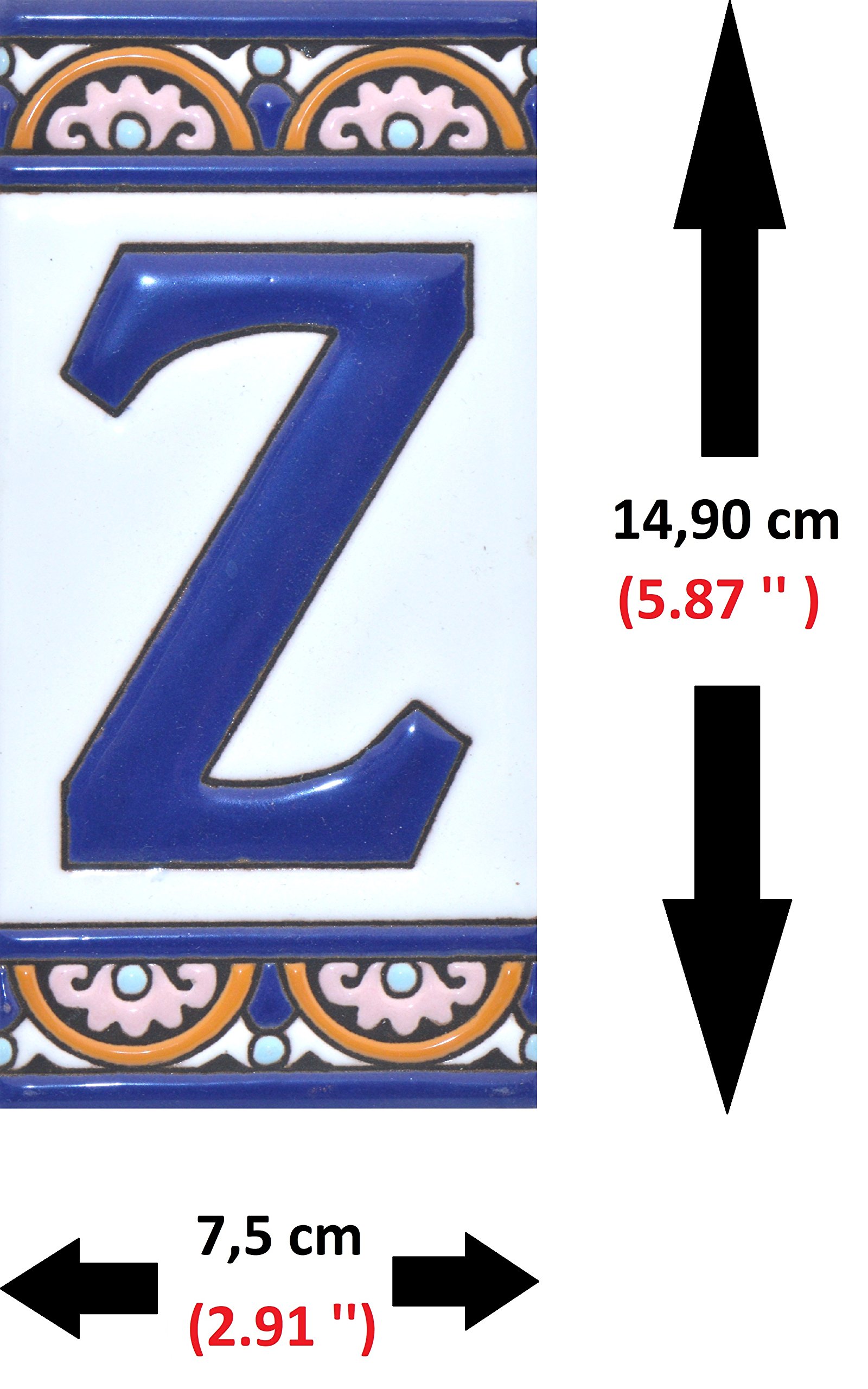 6 Inch Handpainted House Letter Tiles - Custom Address Signs, Names & Numbers for Home Decor - ARCO GRANDE Design 5.86