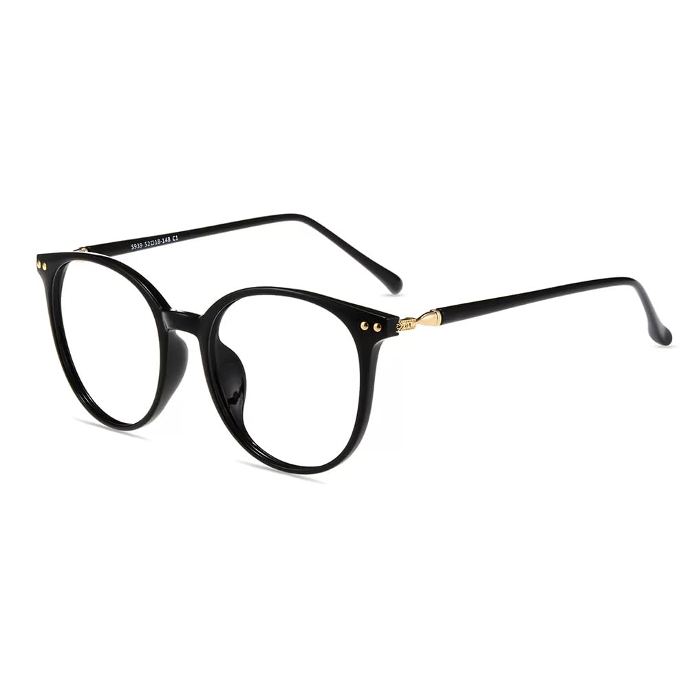 Firmoo Blue Light Blocking Glasses for Women & Men - Oversized Round Black Computer Glasses with Anti Glare - Reduce Eye Strain for Work, Gaming & Screen Time