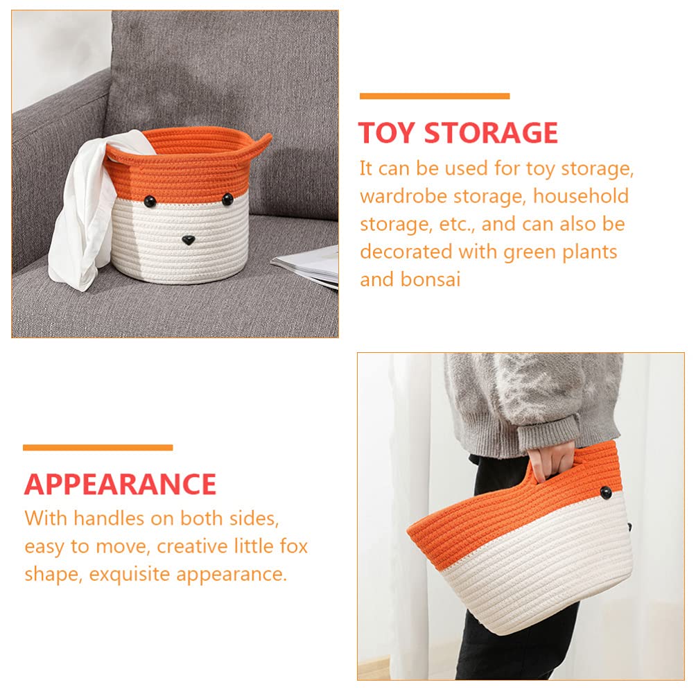 Cabilock 1-Piece Woven Cotton Rope Storage Basket - Laundry Hamper & Clothes Organizer for Bedroom, Bathroom, Nursery - Decorative Storage Bin for Towels, Toys, Blankets (Natural Fiber, Handmade)