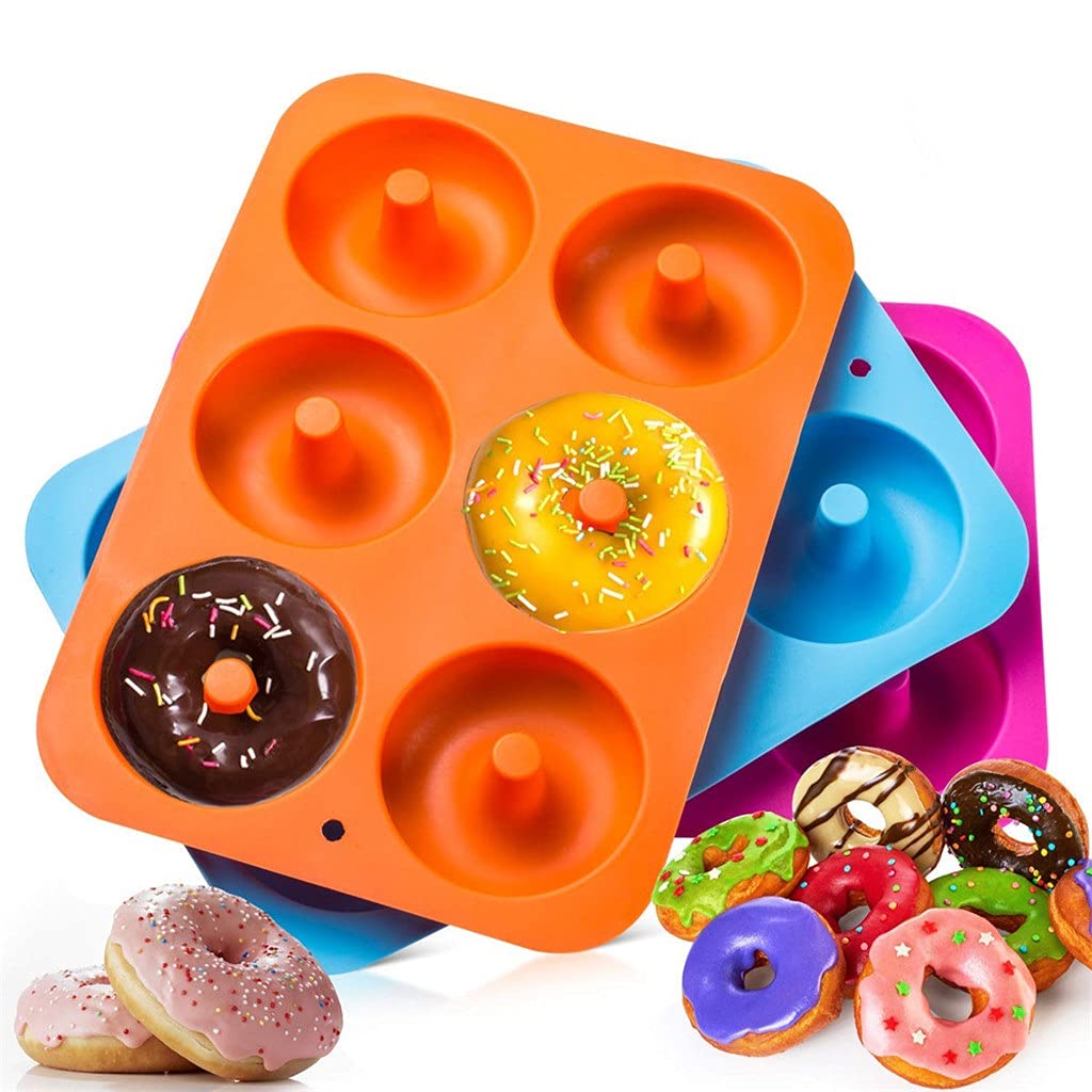 3-Piece Non-Stick Silicone Donut Baking Mold Set - Reusable Cake Pan for Homemade Donuts, Cupcakes & Desserts - Dishwasher Safe Decorating Tool for Party Treats & Holiday Baking