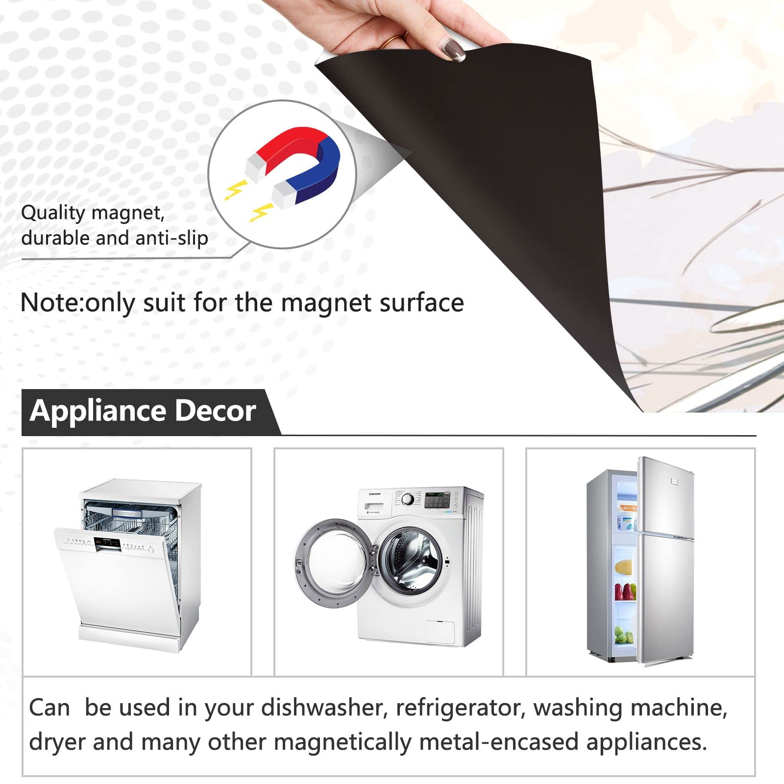 Romantic Daisy Flower Dishwasher Magnet Sticker - Decorative Appliances Cover Art for Refrigerator & Dishwasher Panel - Perfect for Kitchen, Home Decor & Gift Giving