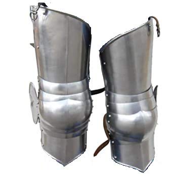 Wholesale Medieval Knight Leg Armor - Silver Closed Cuisses with Articulated Knee Cups for LARP, Cosplay & Renaissance Fairs | Authentic Battle-Ready Armor for Knights & Avengers Costumes