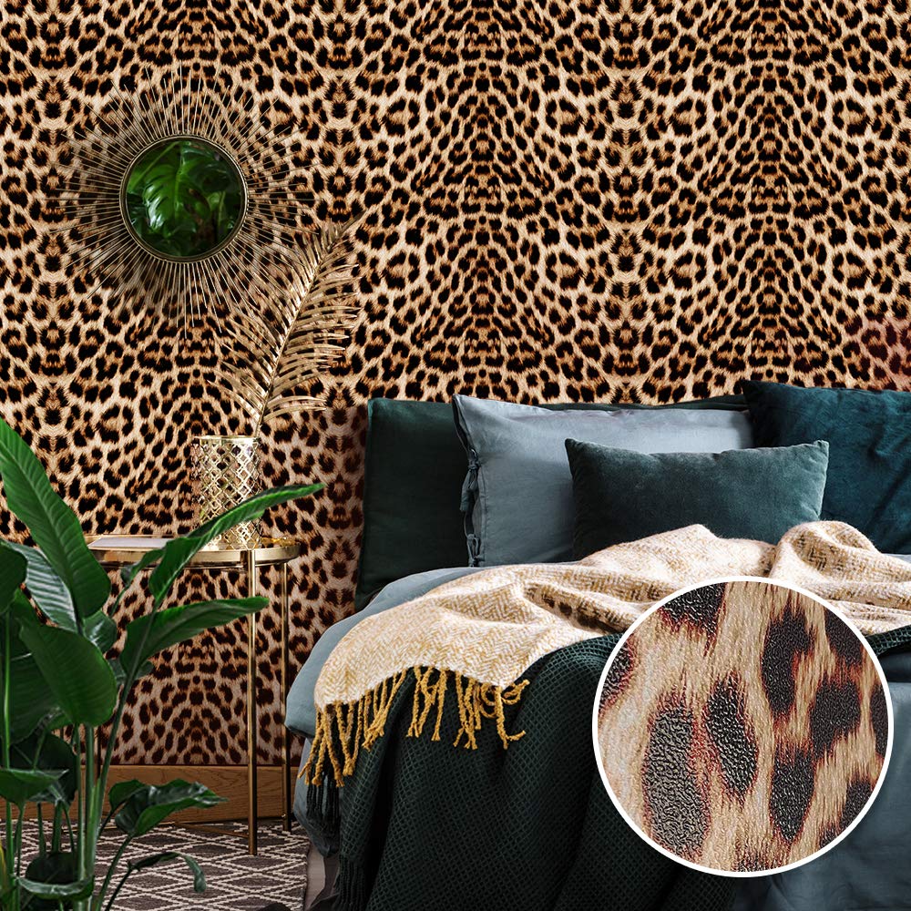 Leopard Print Contact Paper - Self-Adhesive Cheetah Wallpaper for Walls, Cabinets & Furniture - Easy Peel & Stick Animal Print Wall Decal for Home Decor, DIY Projects & Nursery Accents
