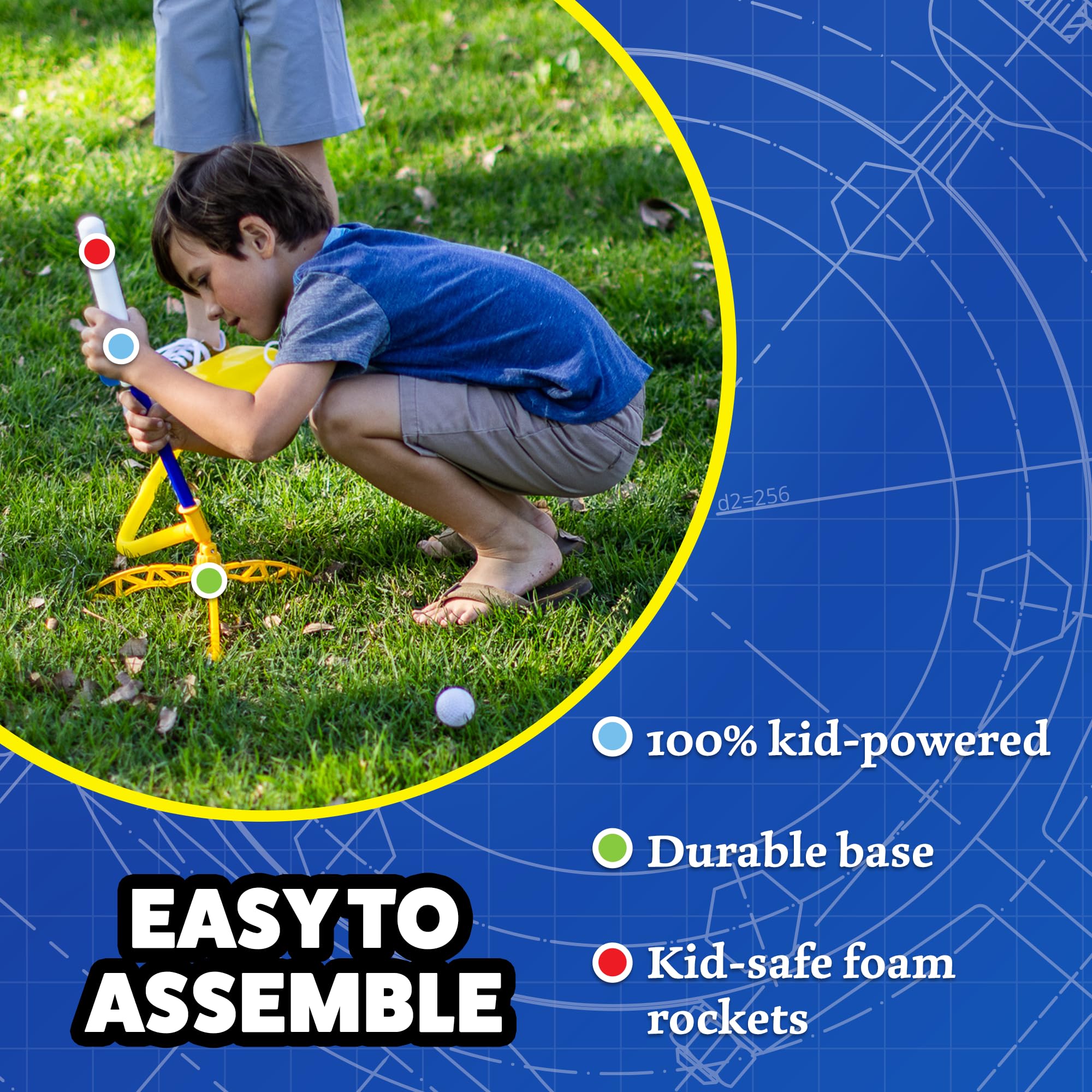 Stomp Rocket Jr Glow in The Dark Rocket Launcher Toy Set for Kids - 7 Foam Rockets, Adjustable Stand, Outdoor & Backyard Fun - Perfect Gift for Boys & Girls (Great for Birthday Parties, Park Play & Family Outdoor Activities)