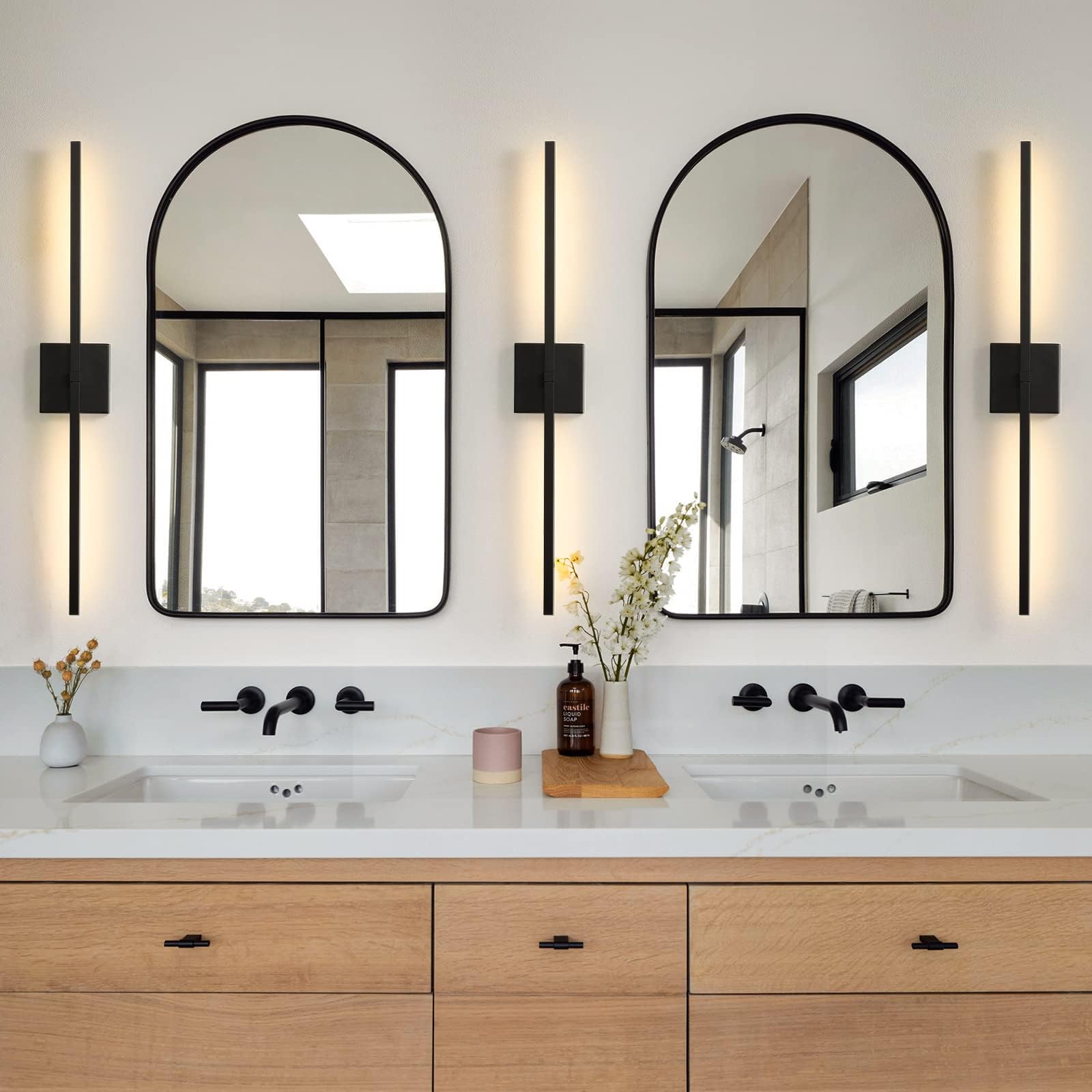 360° Rotatable Black Bathroom Vanity Lights - 30 Inch LED Dimmable Wall Sconce with 3500K Warm White Light for Mirror Lighting, Modern Bathroom Decor & Spa Ambience