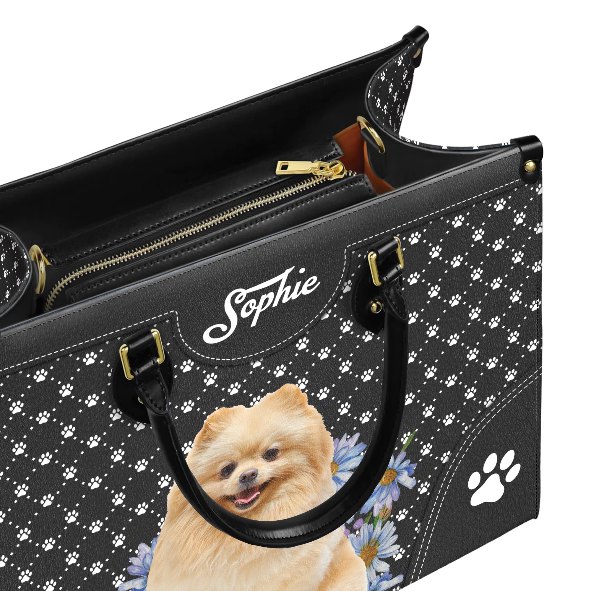 Custom Personalized Pomeranian Dog Handbags - Engraved Leather Shoulder Bags & Purses for Dog Moms - Unique Gift for Dog Lovers - Perfect for Daily Use, Travel & Special Occasions