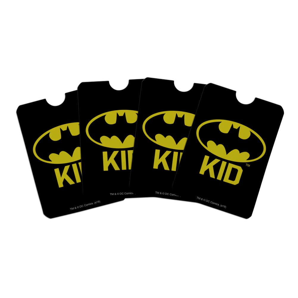 Batman Bat Kid Shield Logo RFID Blocking Credit Card Holder - Set of 4 (Wallet Protector Sleeves for Men & Women) - Perfect for Travel, Shopping & Contactless Payment Security