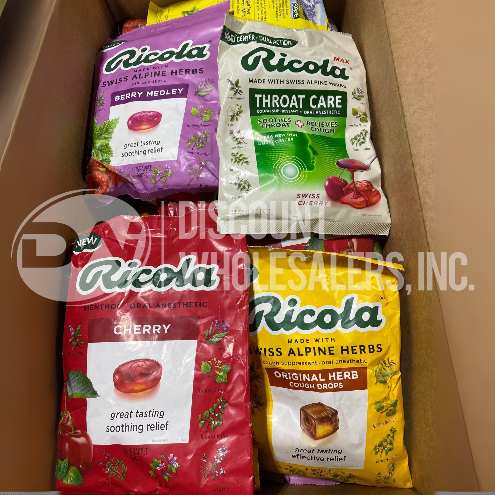 Ricola Wrapped Drops Assorted Flavors - 50 Piece Variety Pack of Herbal Cough Drops for Throat Relief - Perfect for Travel, Office & Home Use