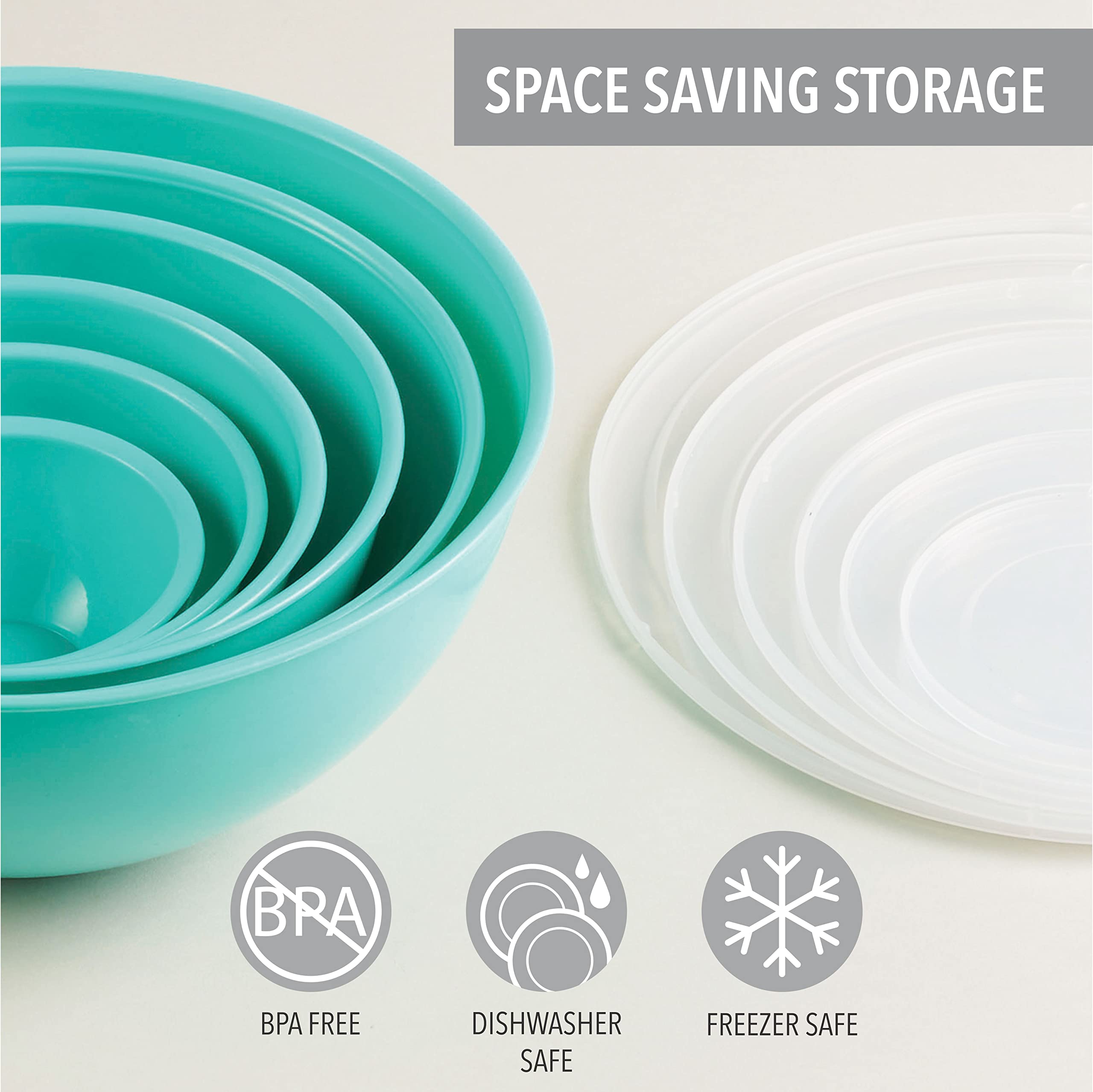 12-Piece Plastic Mixing Bowls with Airtight Lids - Nesting Space Saving Design for Cooking, Baking, Food Prep & Storage | Perfect for Kitchen, Meal Prep & Leftovers